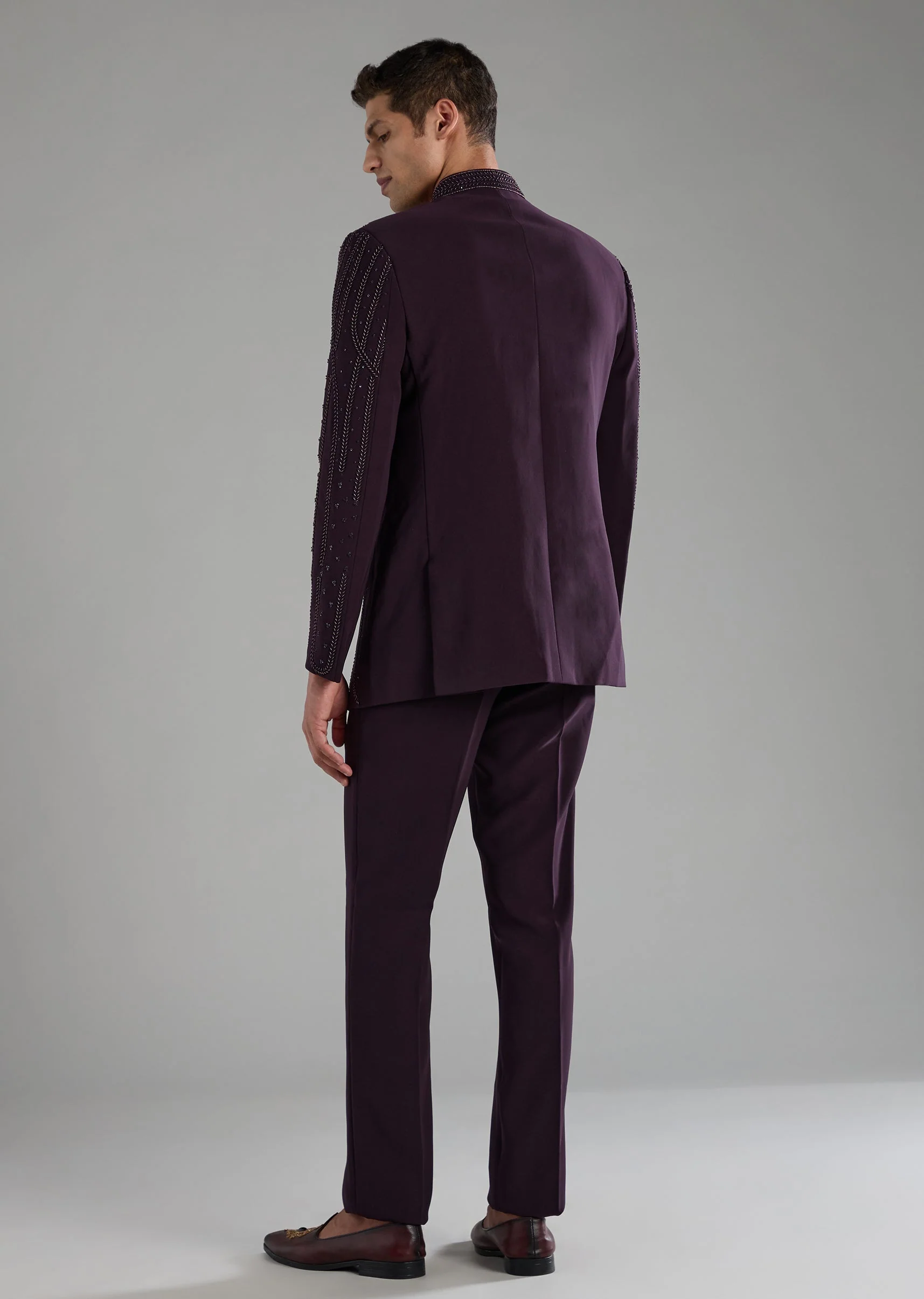 Red Sequin Work Jodhpuri Pant Set - Image 5