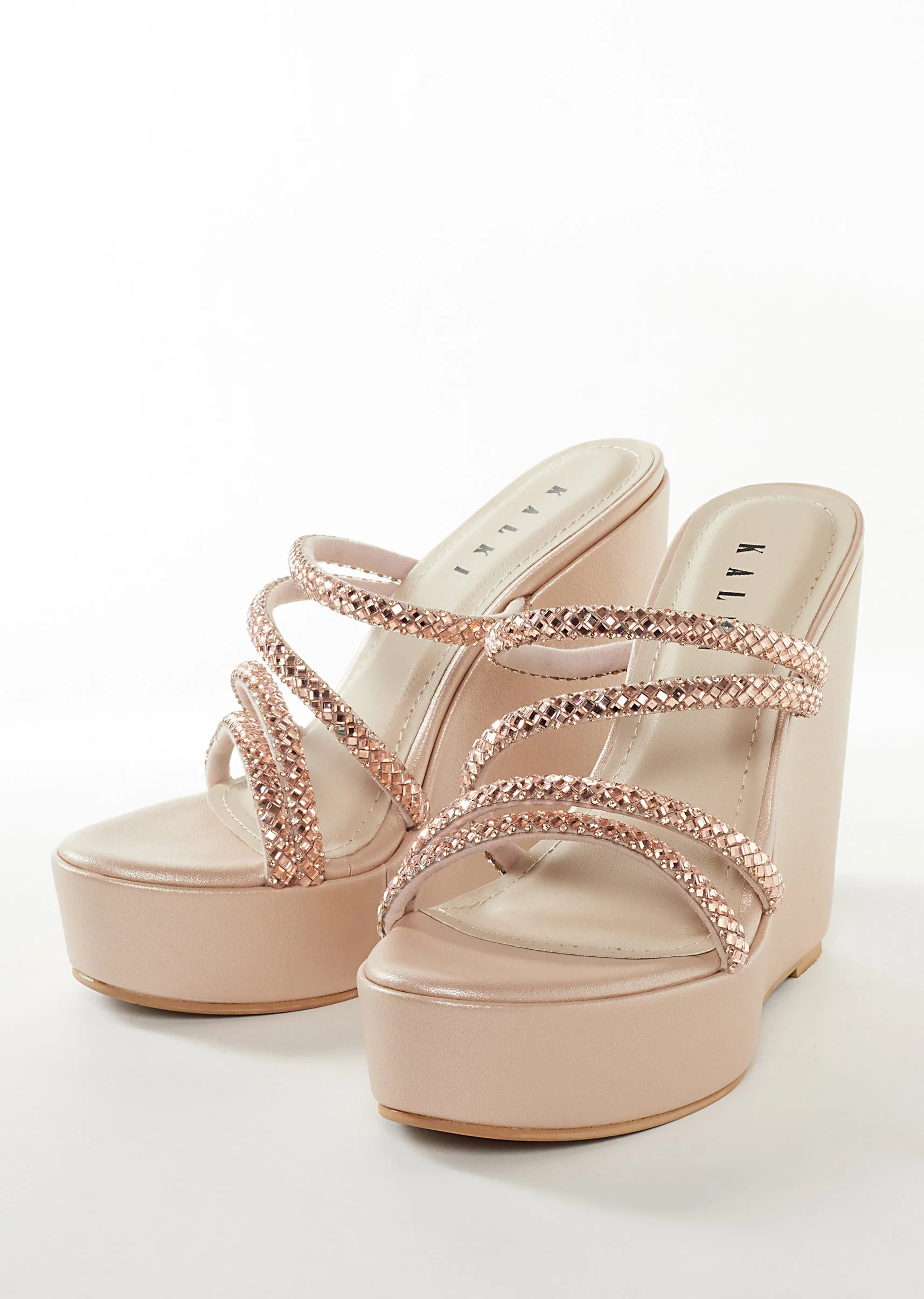 Rose Gold Womens Footwear With Embellished Detail