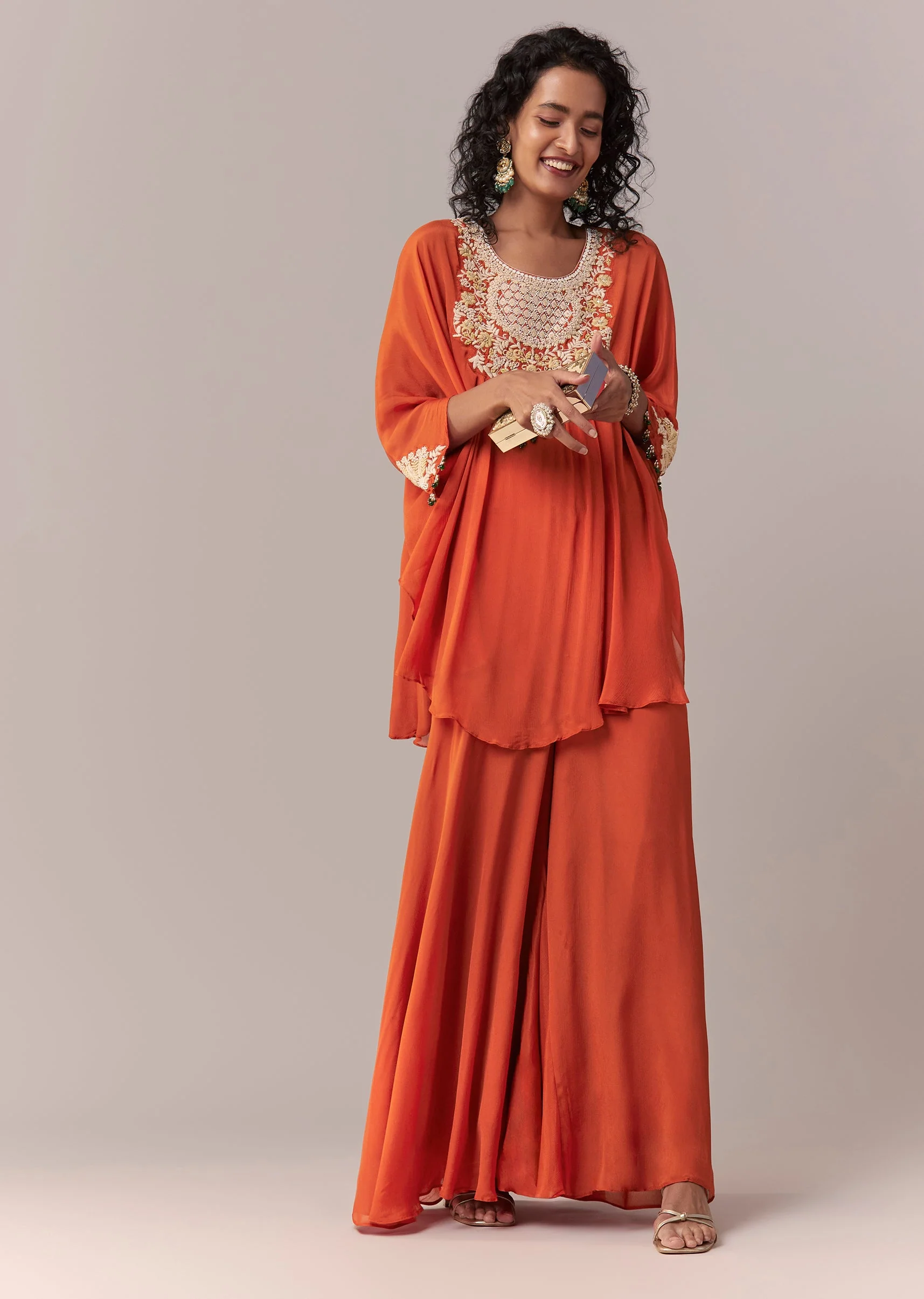 Rust Cape Co-ord Set with Palazzo - Image 3