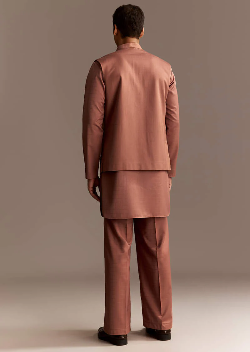 Rust Kurta Jacket Set With Palazzo Pants - Image 5
