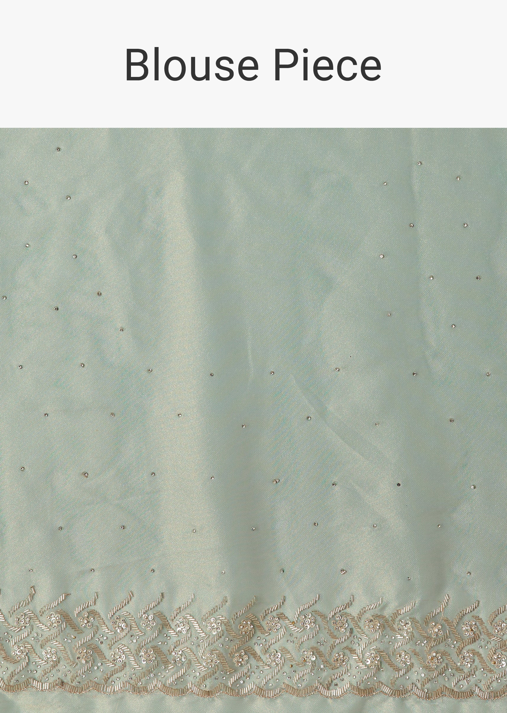Sea Green Tissue Saree With Cutdana And Stone Embroidery - Image 10