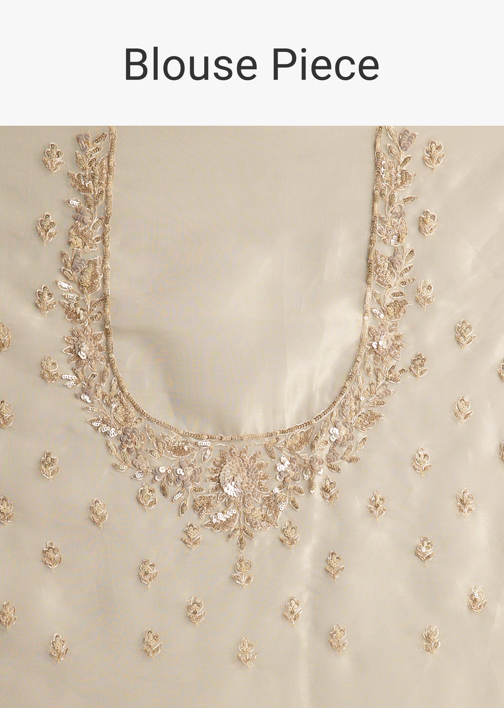 Silver Tissue Saree Embellished With Beads And Sequins - Image 9