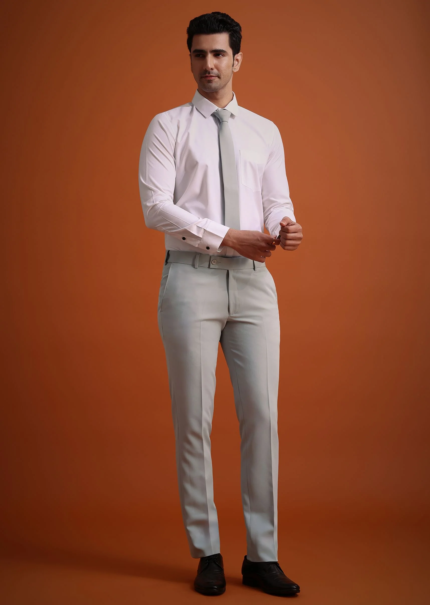 Sky Blue Cutdana Work Polyester Tuxedo And Pant Set - Image 7