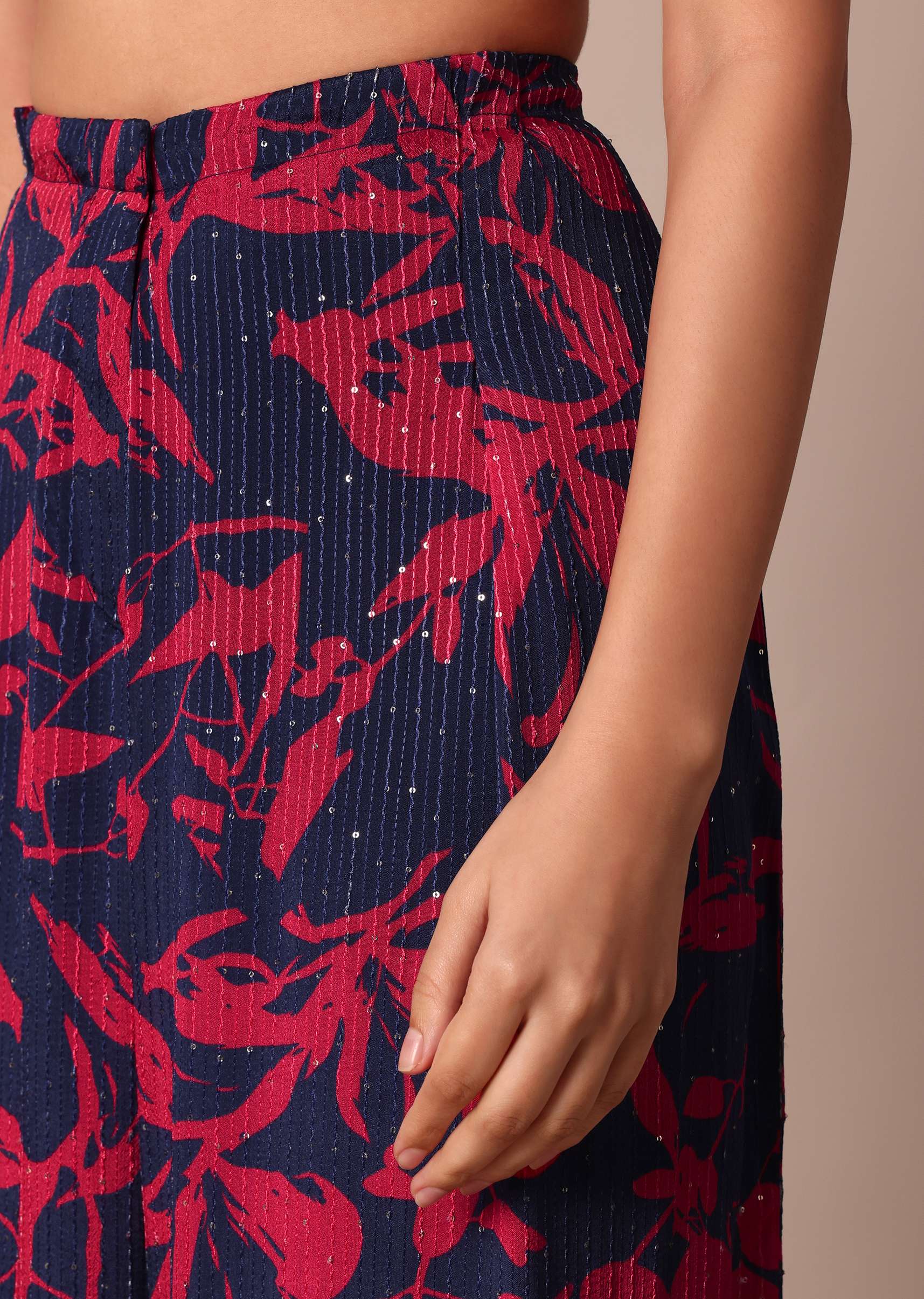 Stunning Crop Top With Printed Chiffon Jacket and Palazzo Set - Image 7