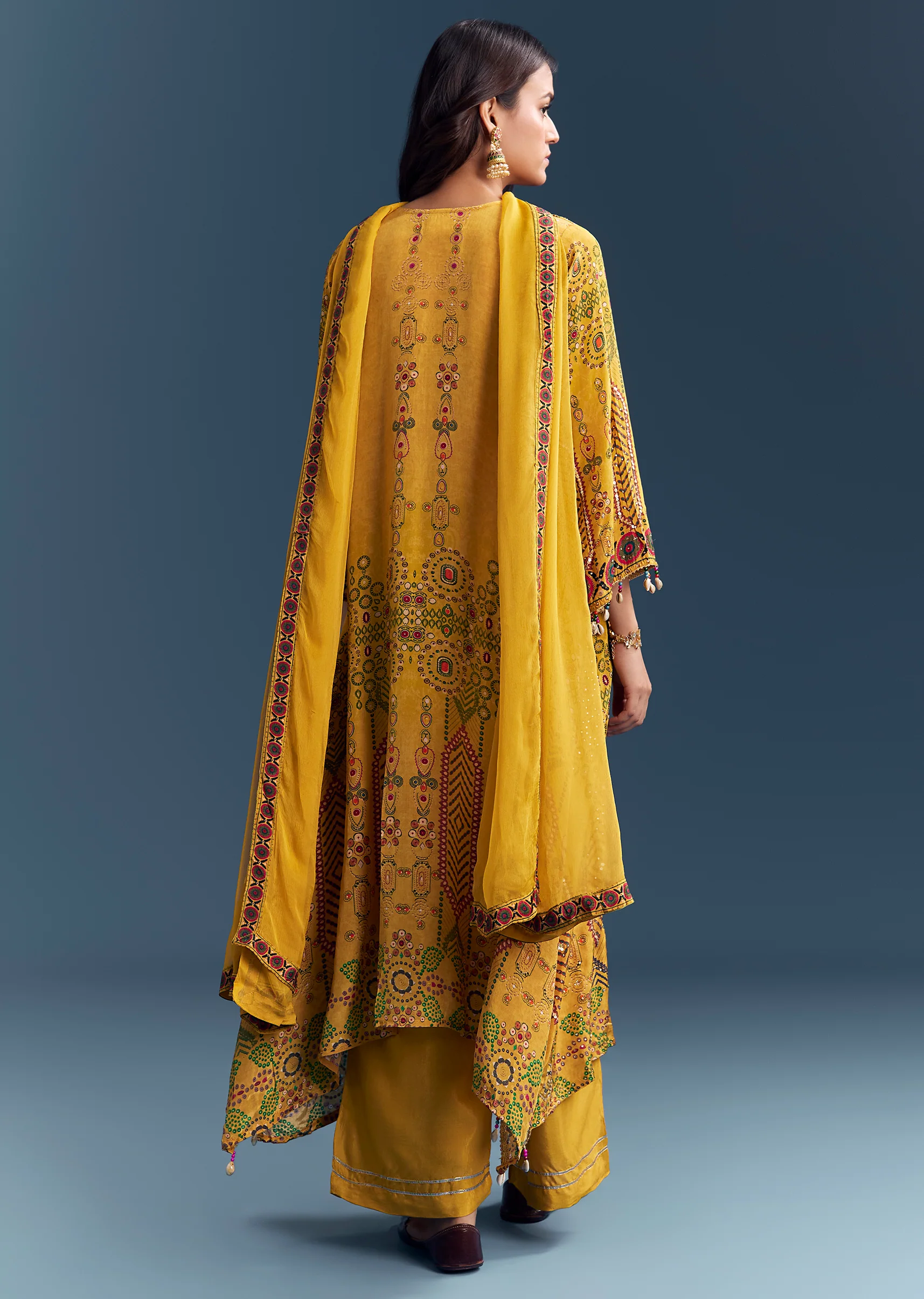 Sunshine Yellow Twin Ensemble – Crepe Sequin Kurta Set For Her And Yellow Kurta Jacket Set For Him - Image 5