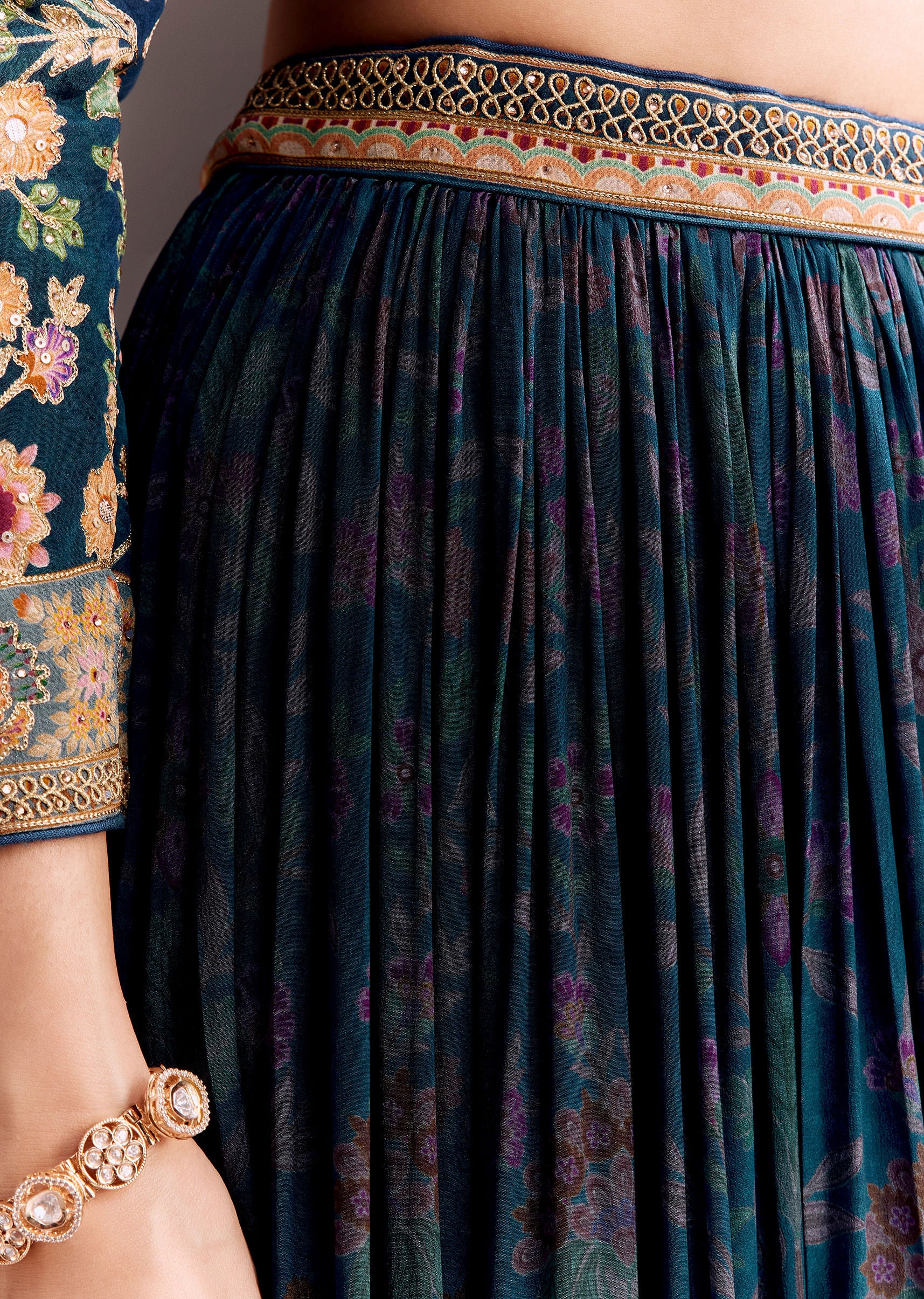 Teal Blue Embroidered Palazzo Set - Image 6