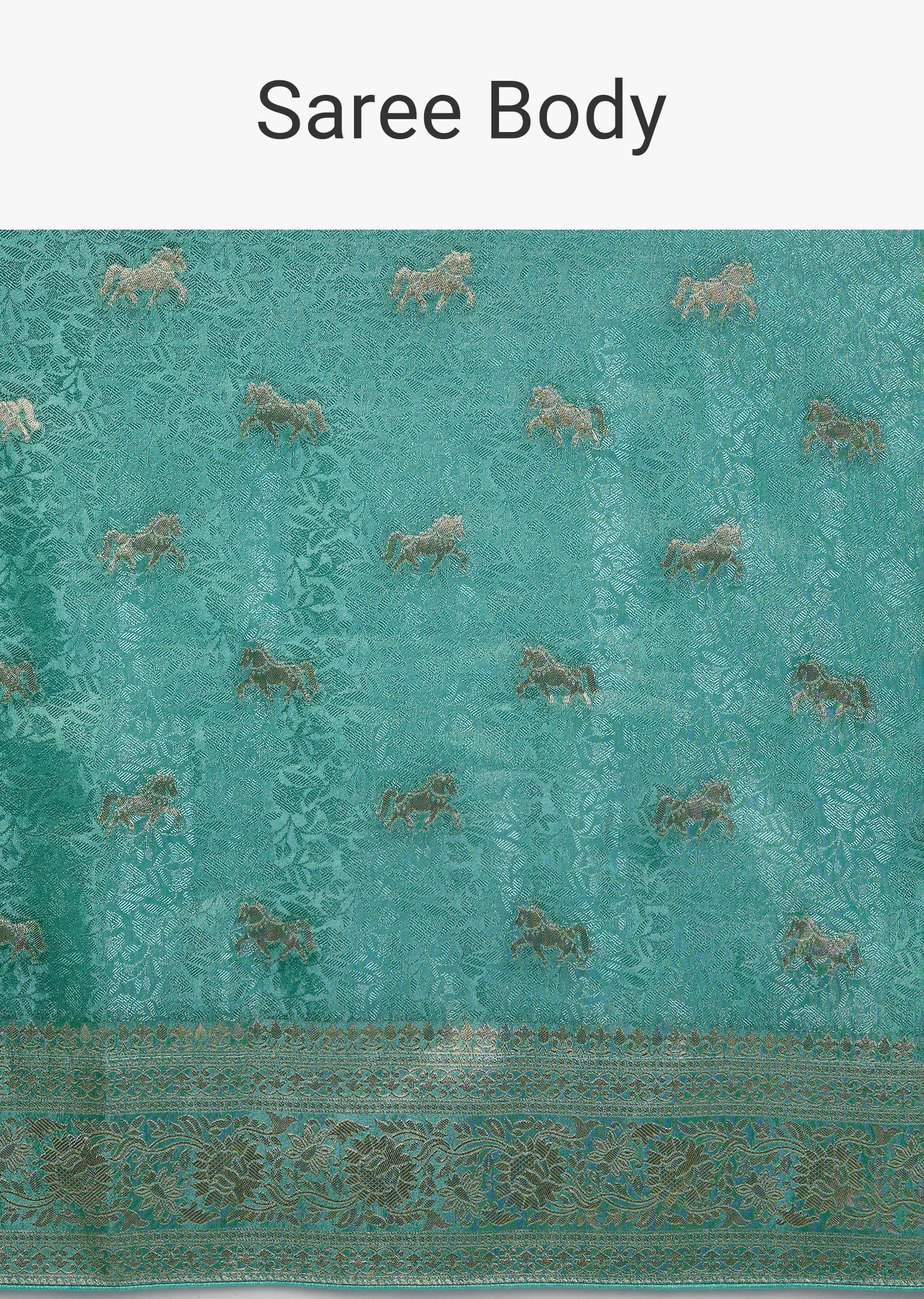 Teal Blue Jacquard Dola Silk Saree - Image 8