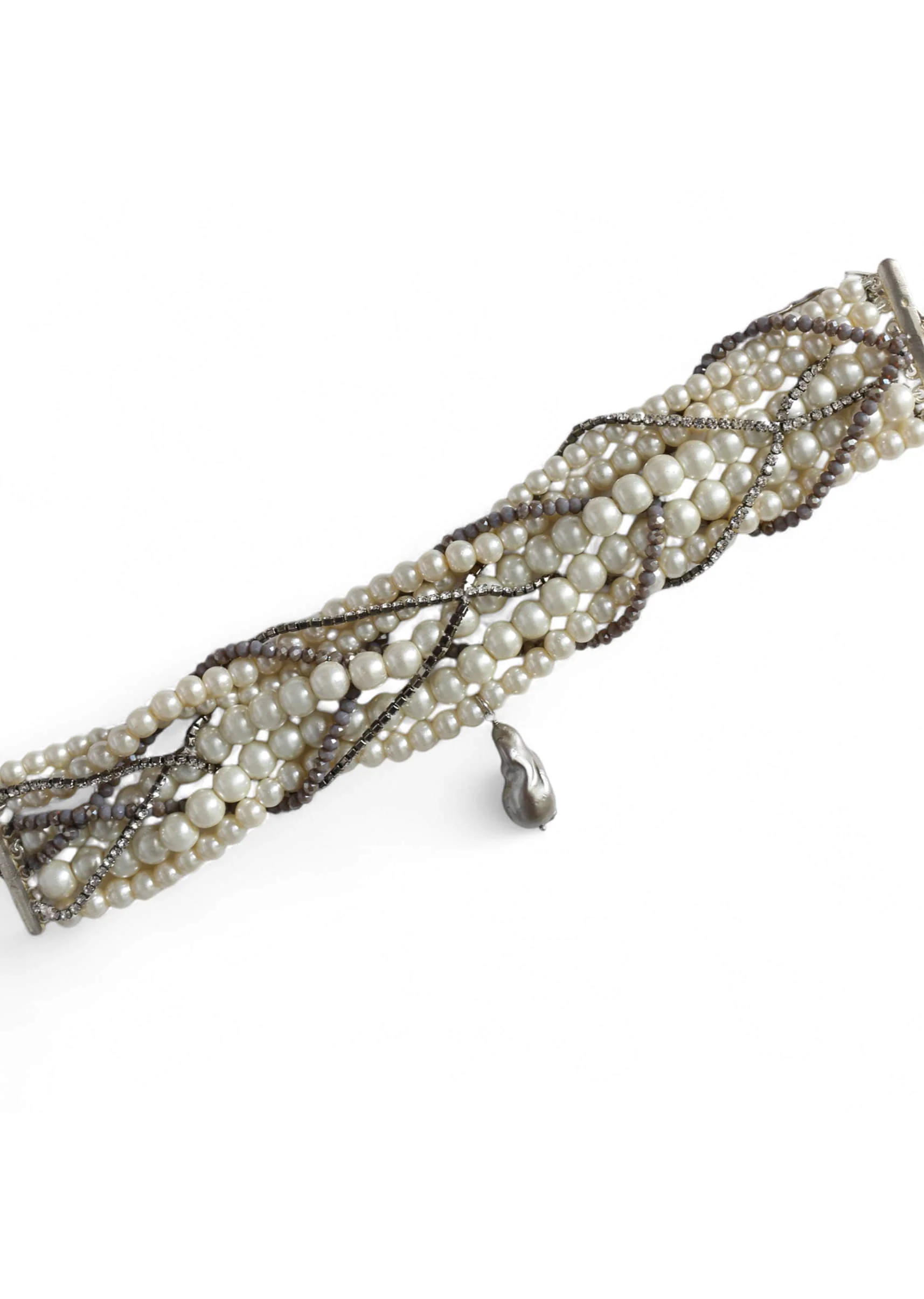 White Beaded Fusion Layered Necklace - Image 2