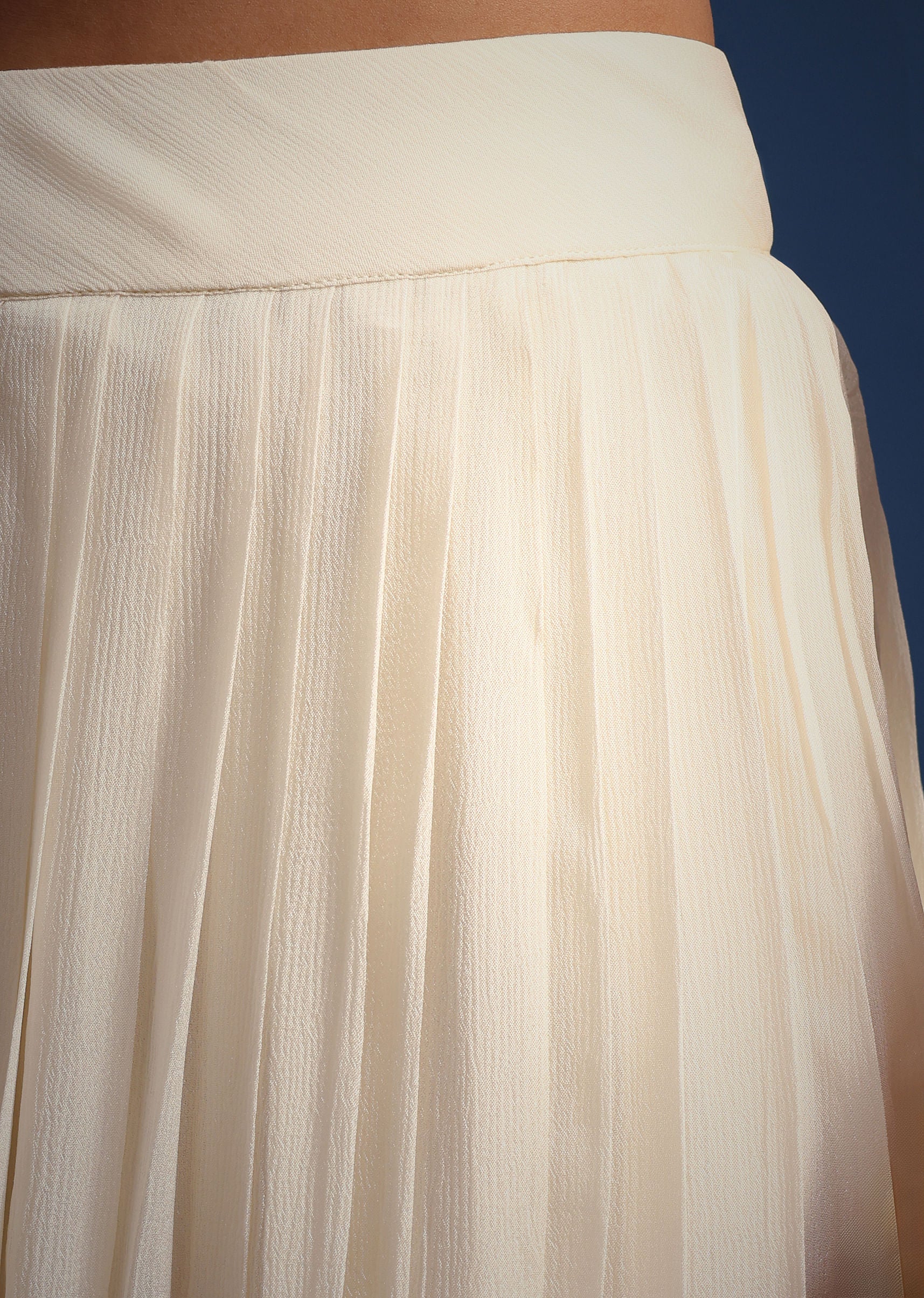 White Chiffon Kurta And Palazzo Set With Cutdana And Sequin Work - Image 6