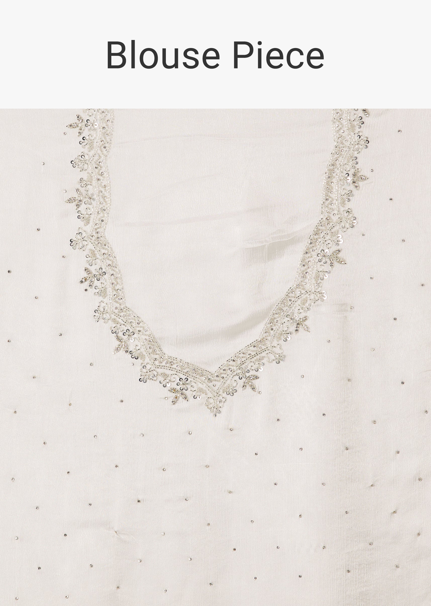 White Chinon Saree With Stone And Sequin Embroidery - Image 10