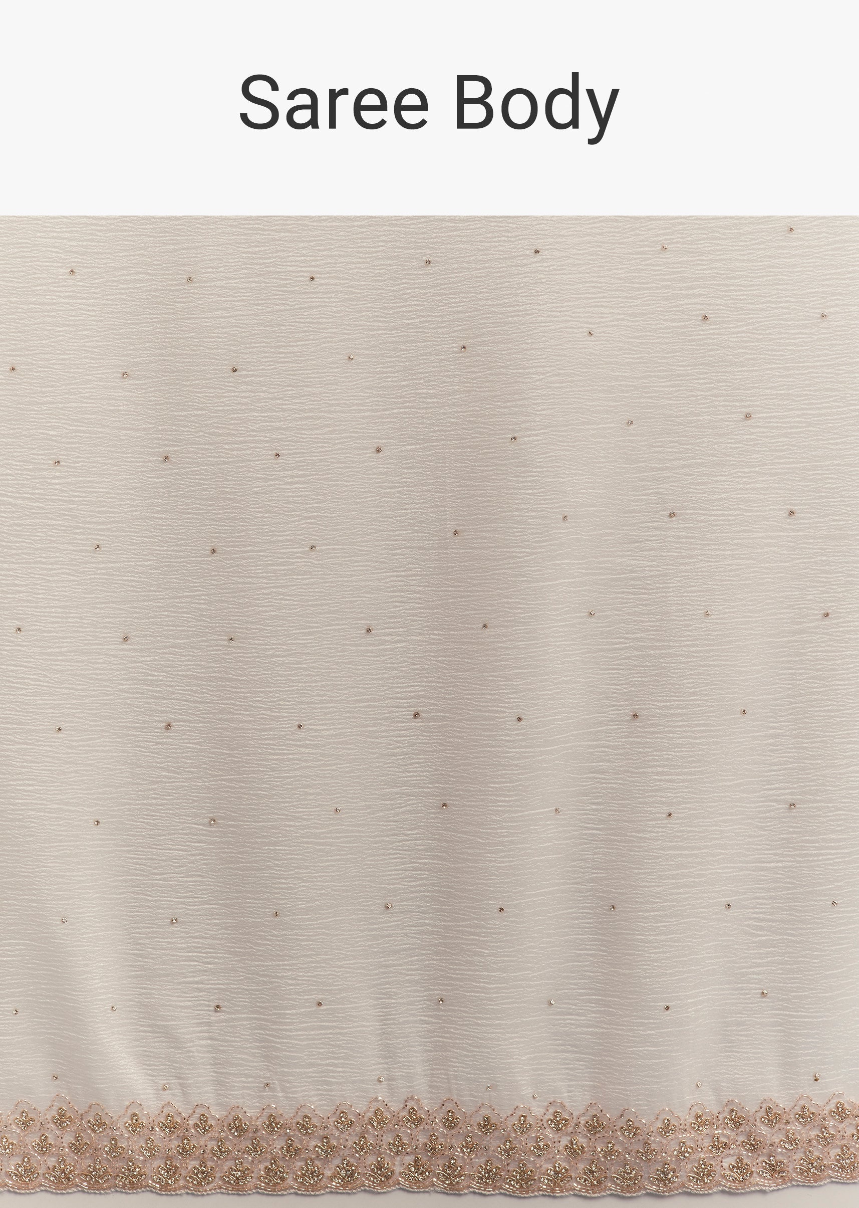 White Crushed Tissue Cutdana Embroidered Saree - Image 9