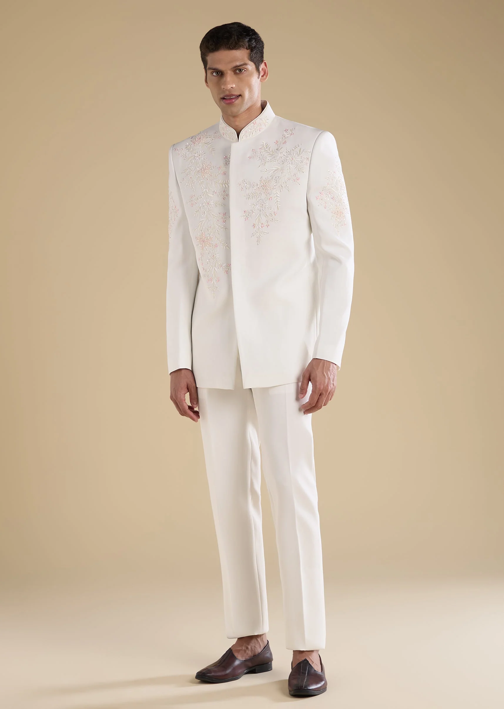 White Embroidered Jodhpuri Set With Pants - Image 2