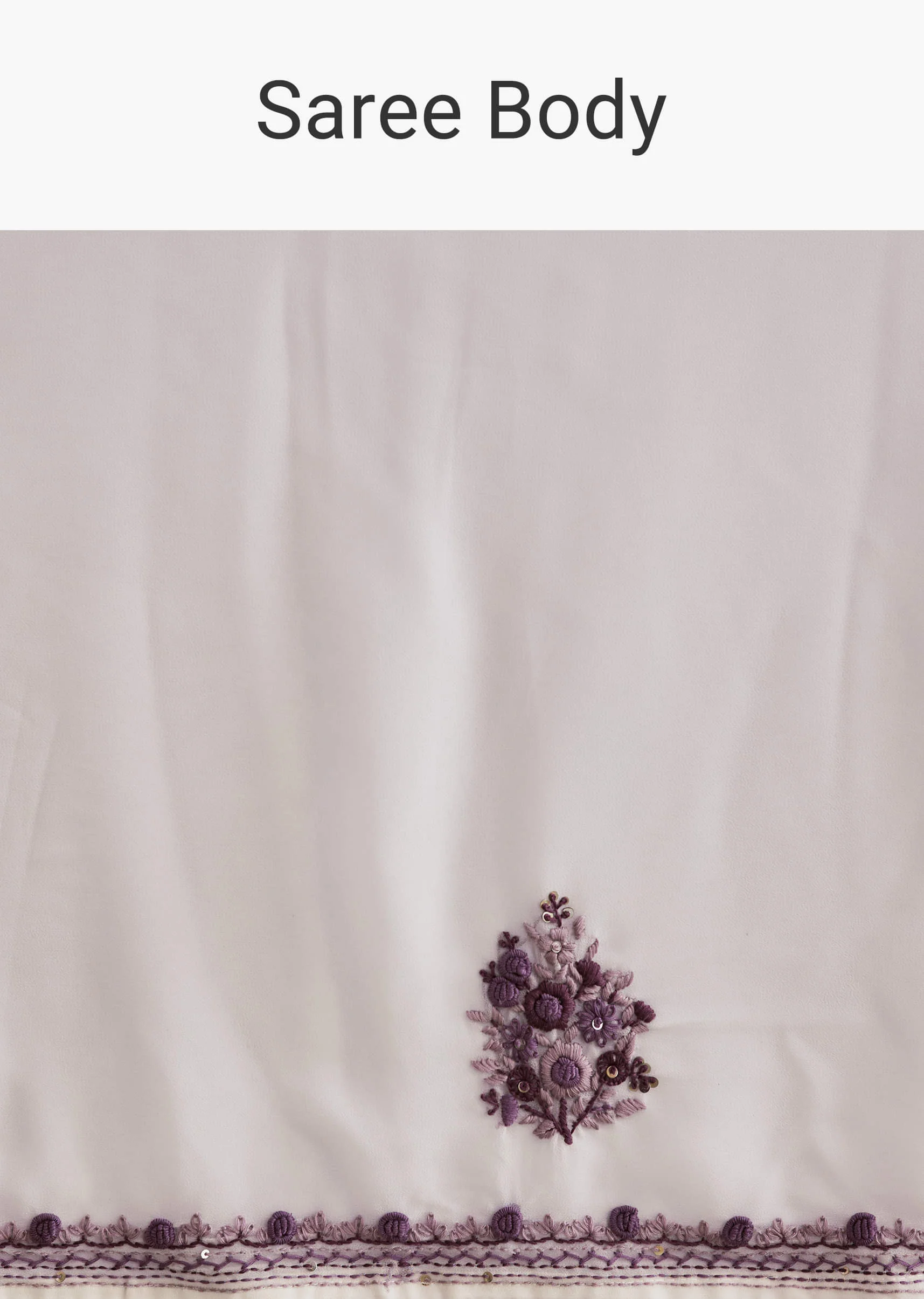 White Georgette Saree With Kashmiri Bud Embroidery - Image 9