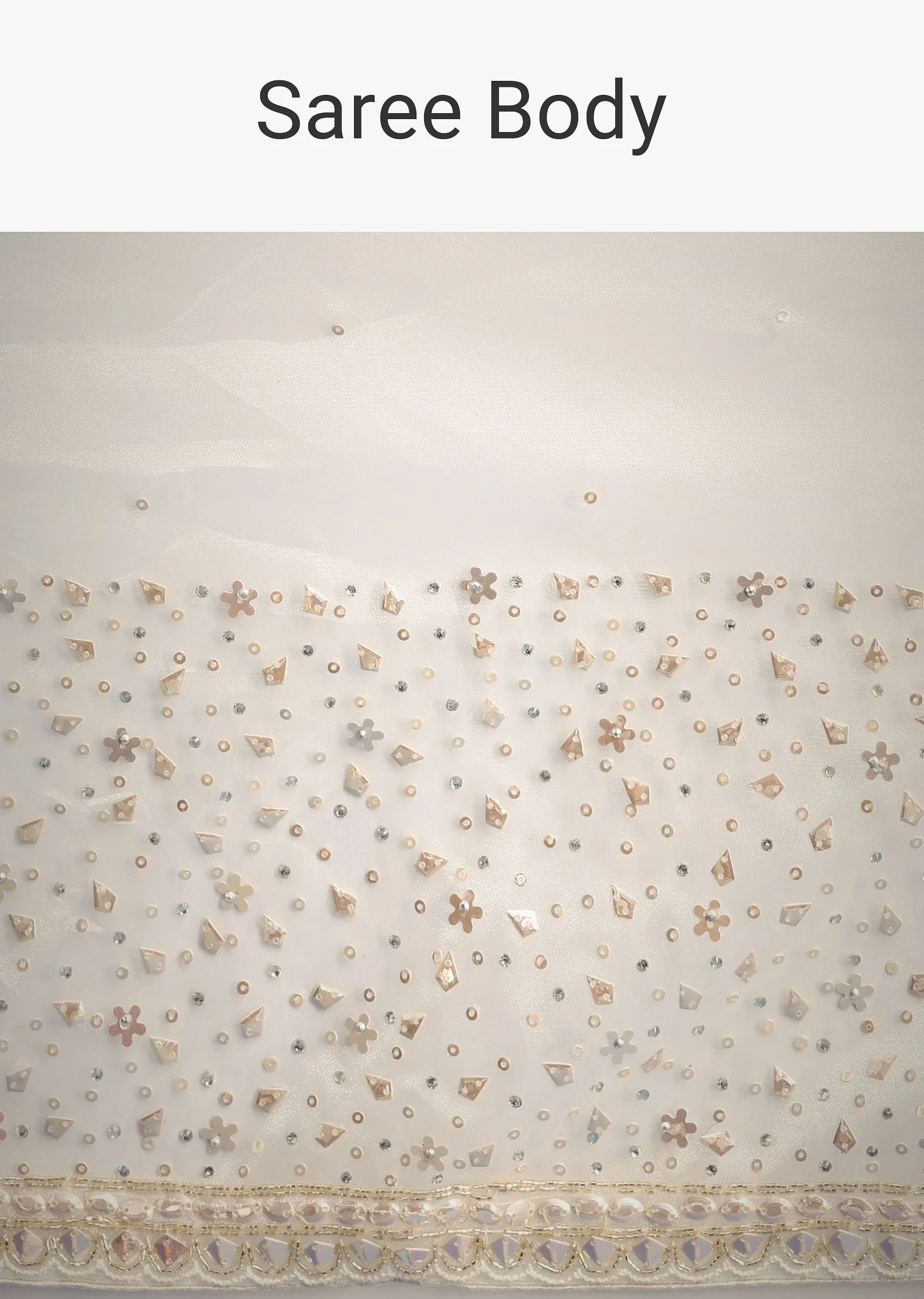 White Glass Tissue Saree With Sequin Embellishments - Image 9