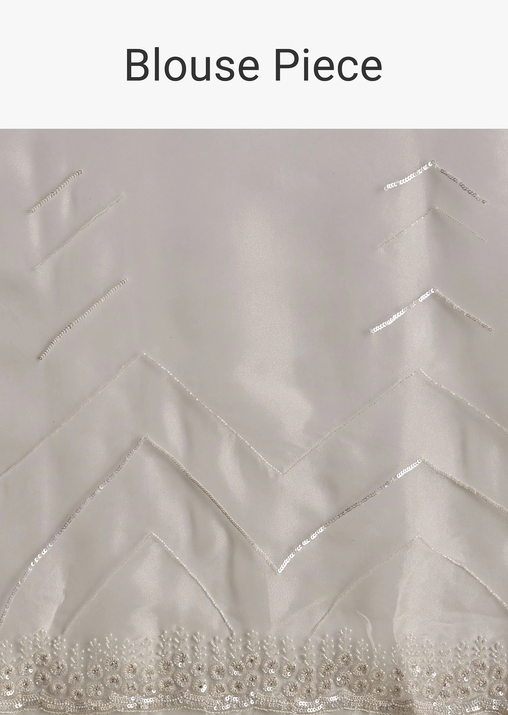 White Glass Tissue Saree With Sequins Embroidery And Scallop Border - Image 10