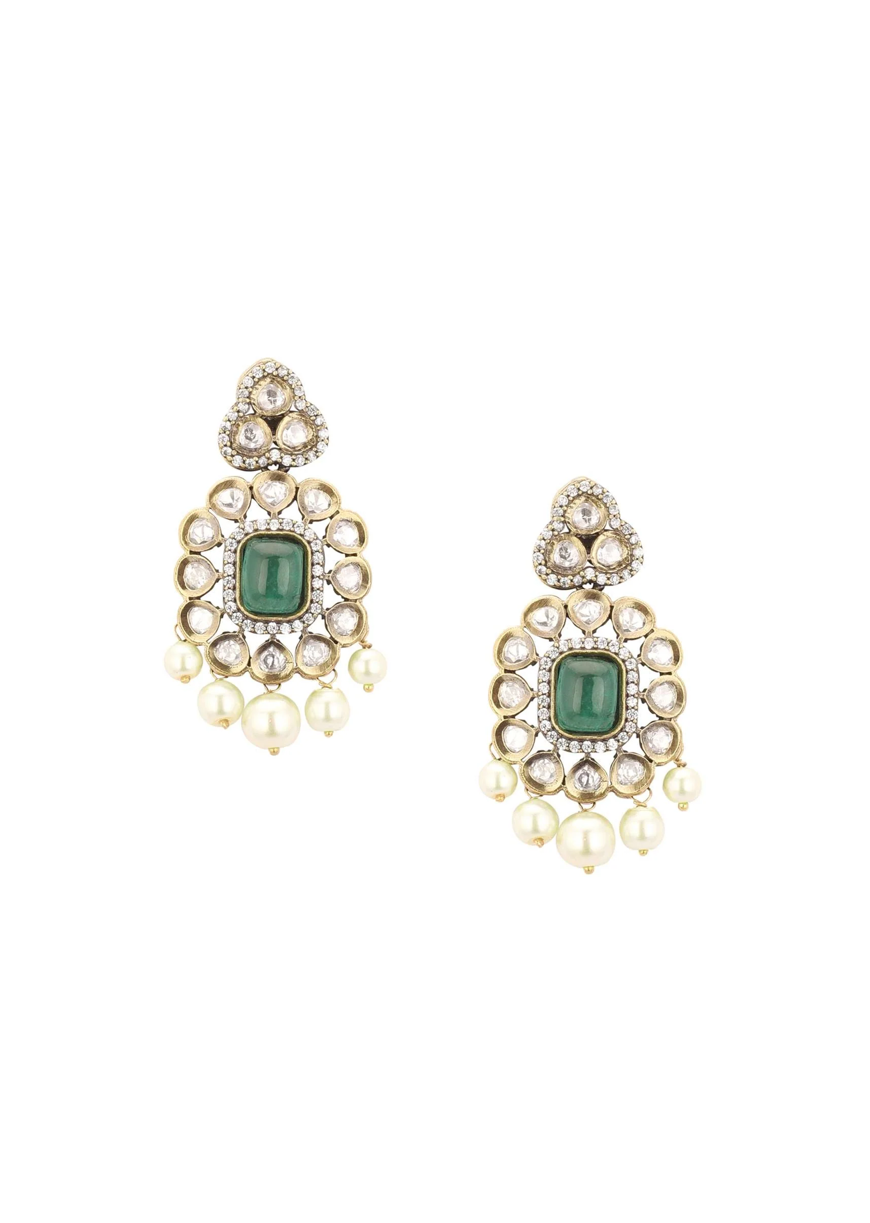 White Gold-Finish Kundan Choker Set With Pearls And Faux Diamonds In Mix Metal - Image 6