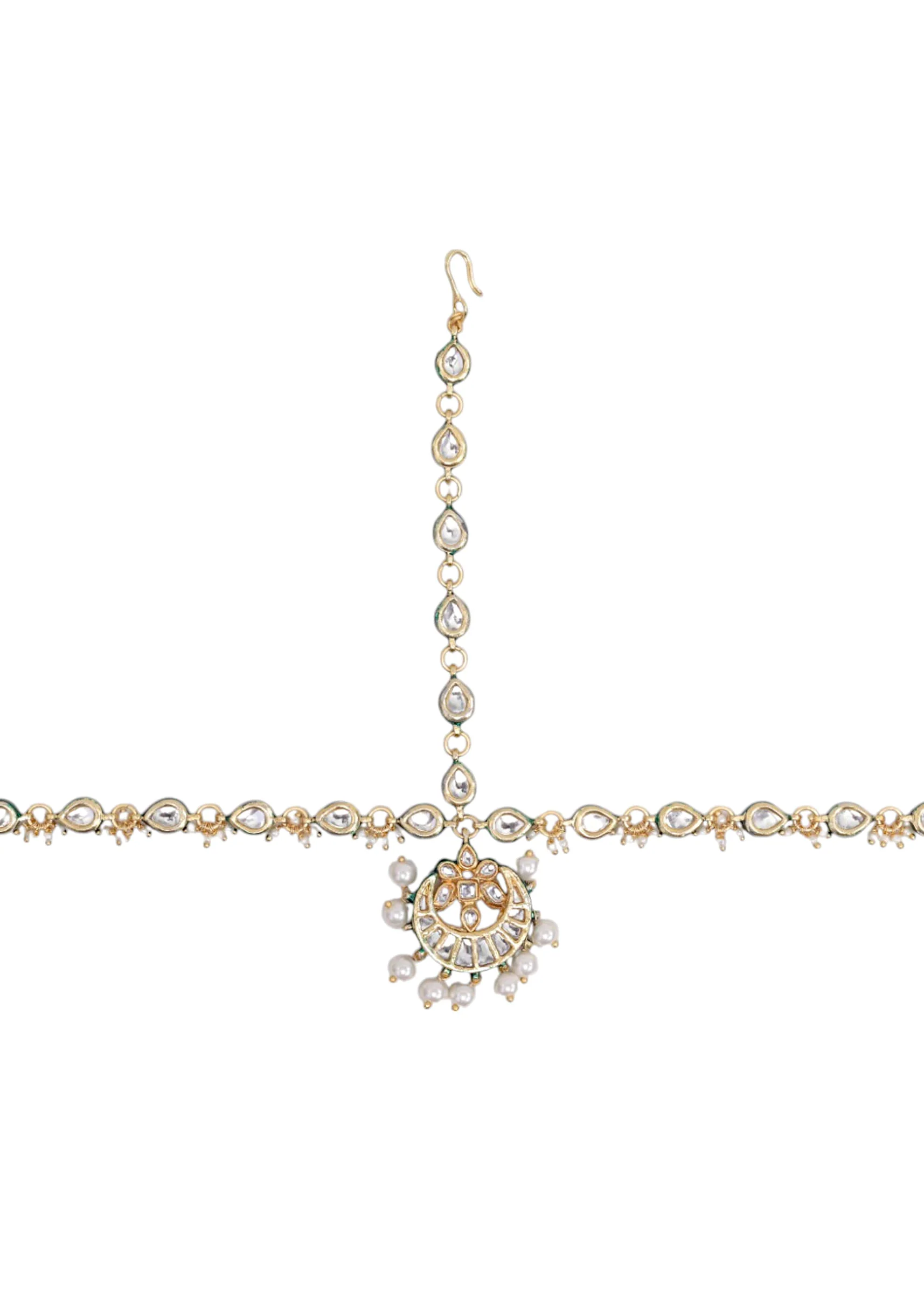 White Kundan Encrusted Mathapatti - Image 2