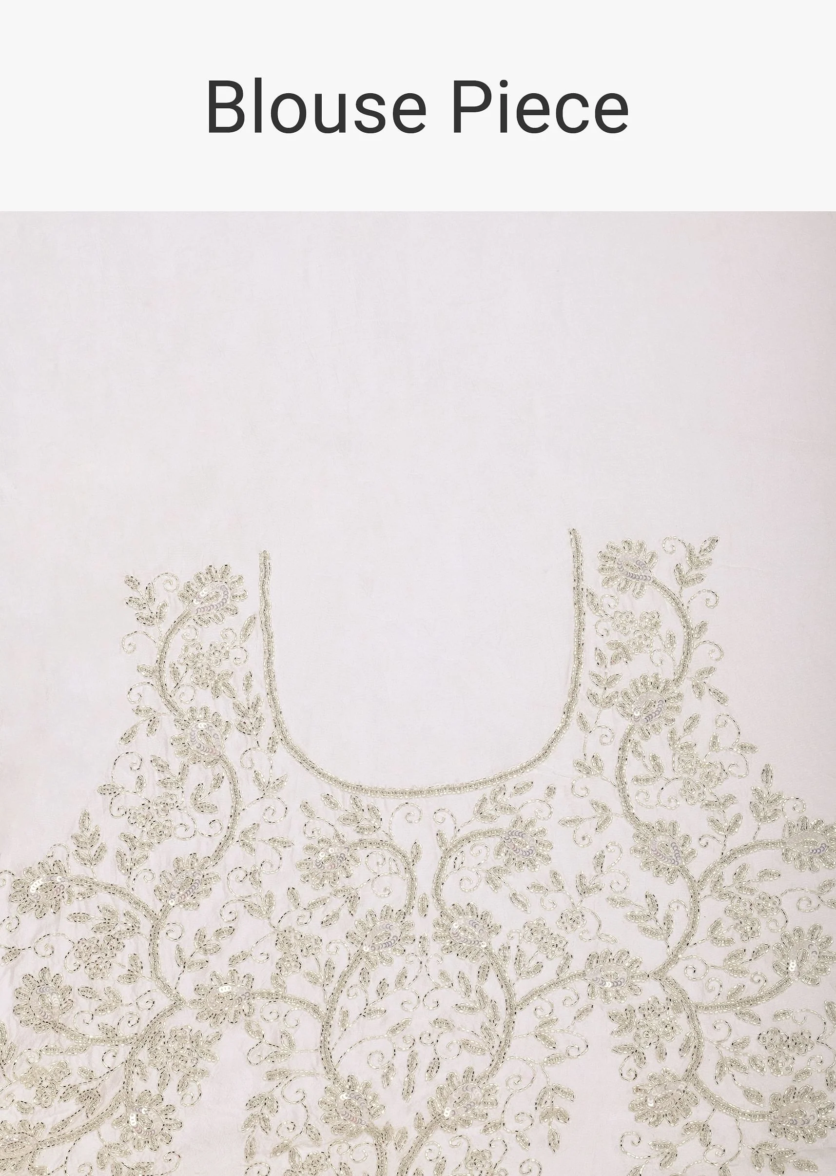 White Sheer Organza Saree With Scallop Cutwork And Unstitched Blouse Piece - Image 10