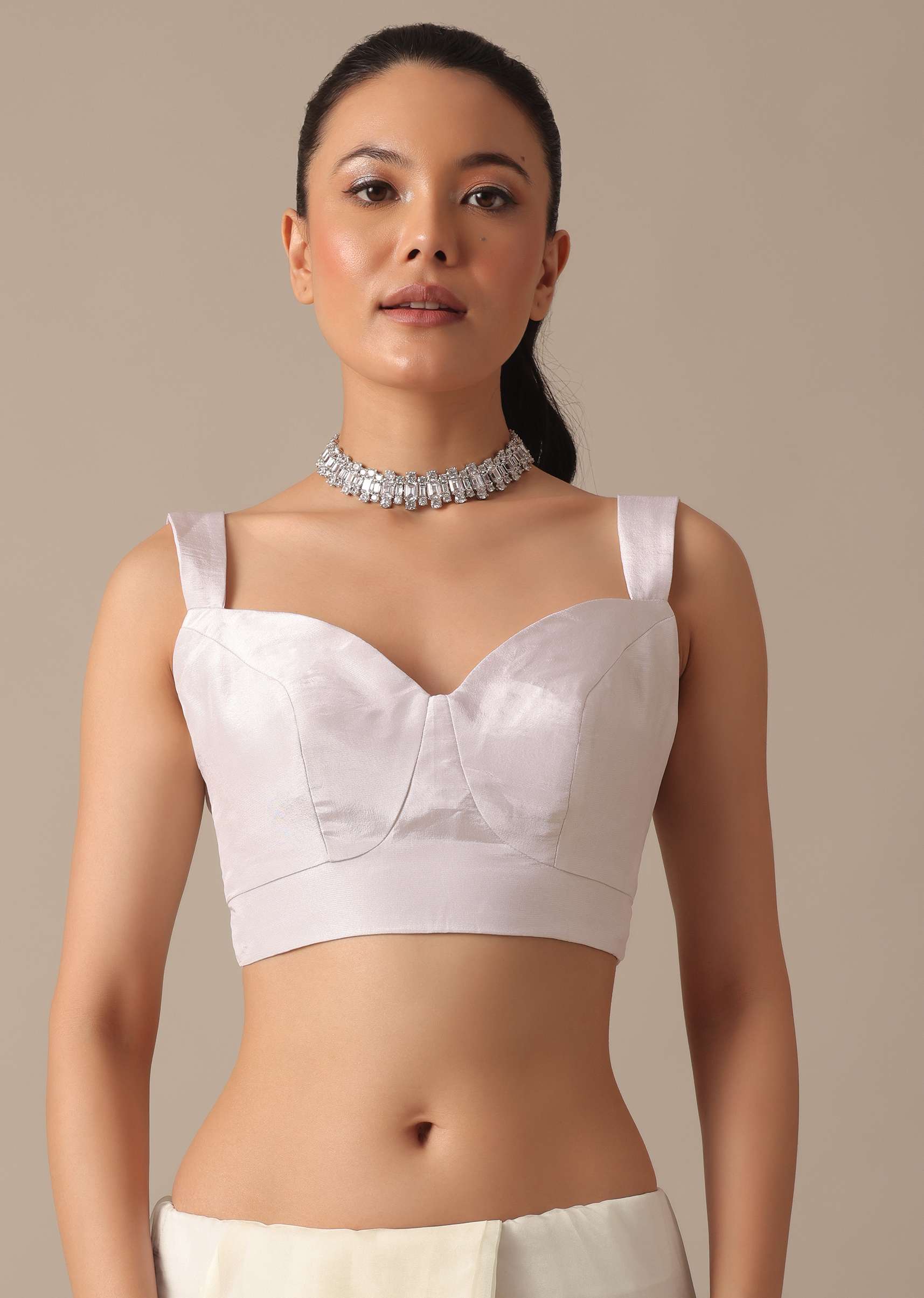 White Sheer Organza Saree With Scallop Cutwork And Unstitched Blouse Piece - Image 7