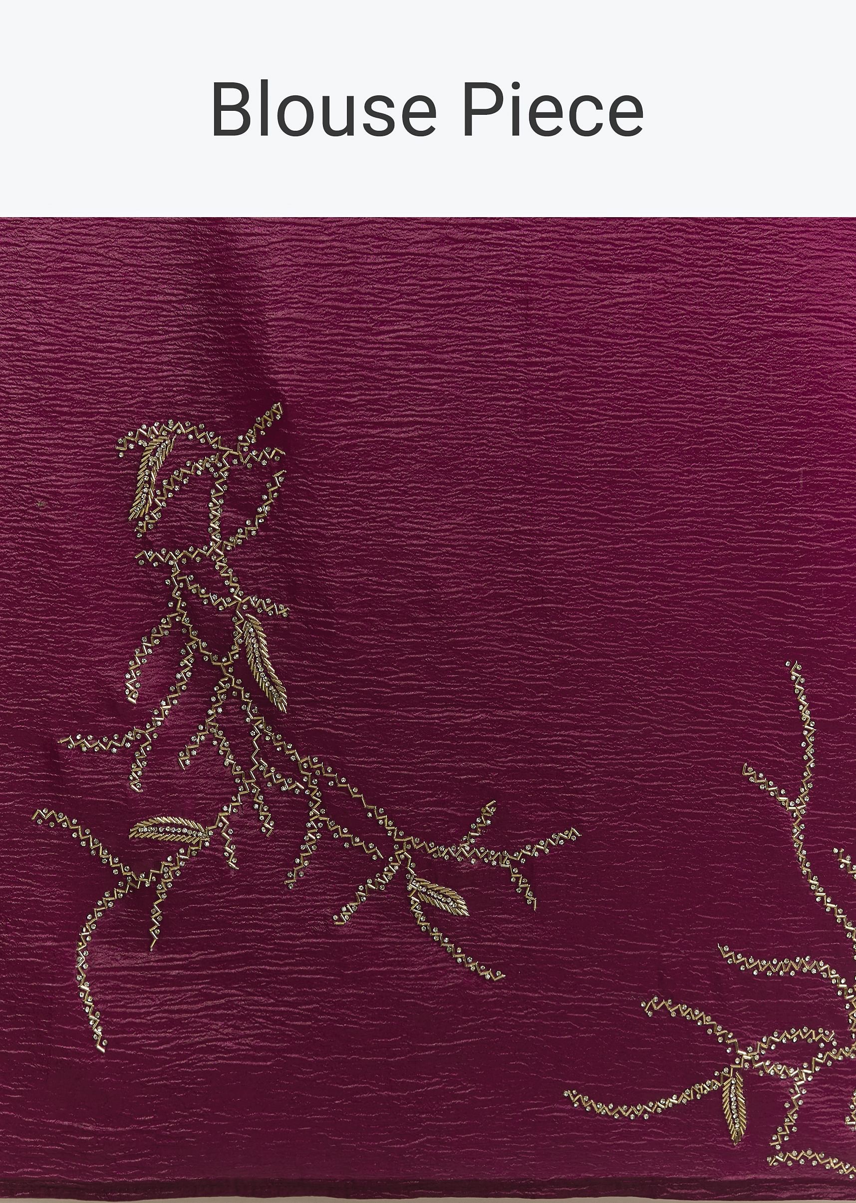 Wine Crushed Tissue Saree With Cutdana And Stone Embroidery - Image 10