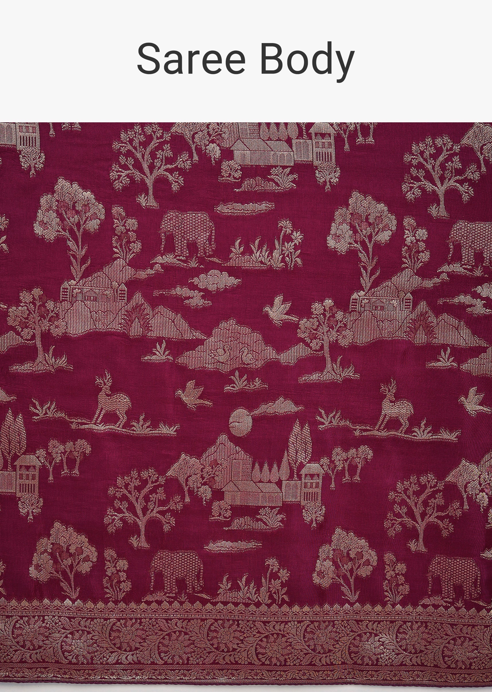 Wine Dola Silk Jungla Jaal Saree - Image 9