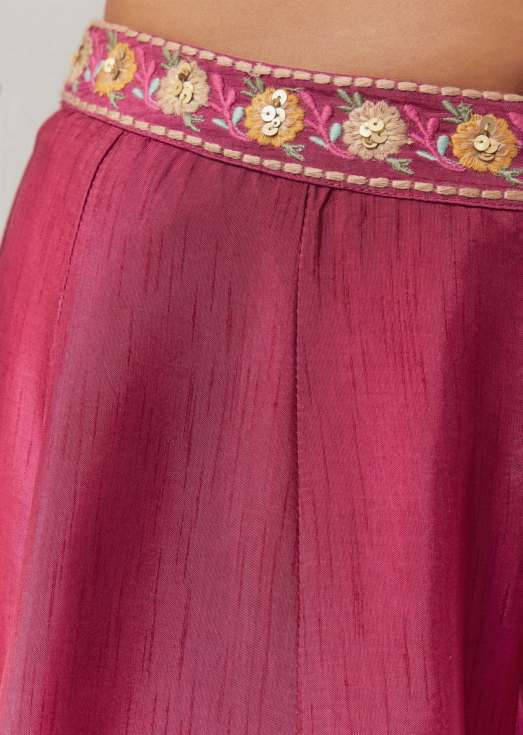 Wine Indowestern Silk Crop Top and Palazzo Set - Image 7