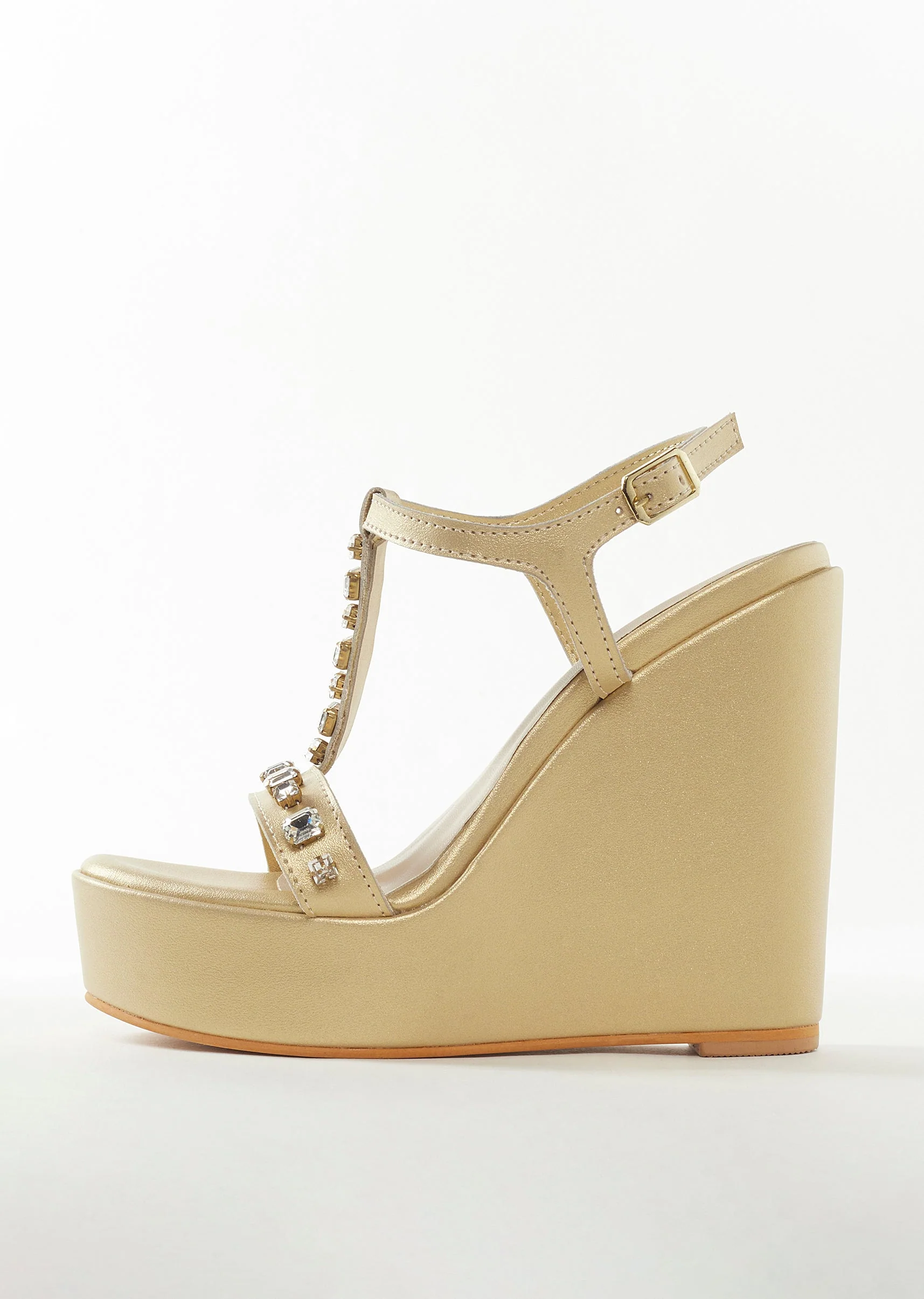 Womens Footwear in Gold With Embellished Detail Work - Image 4