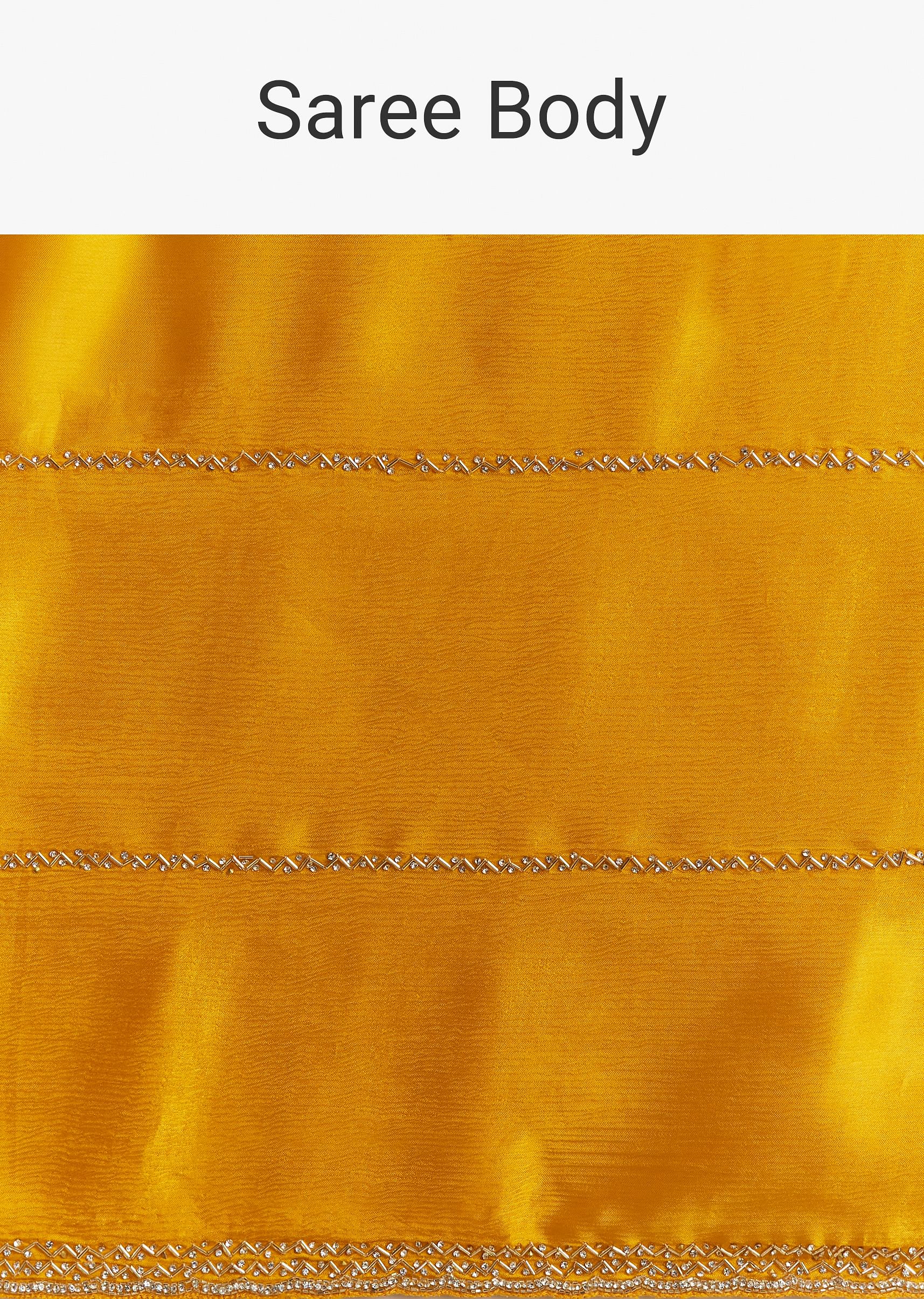 Yellow Chinon Saree With Cutdana Embroidery - Image 10