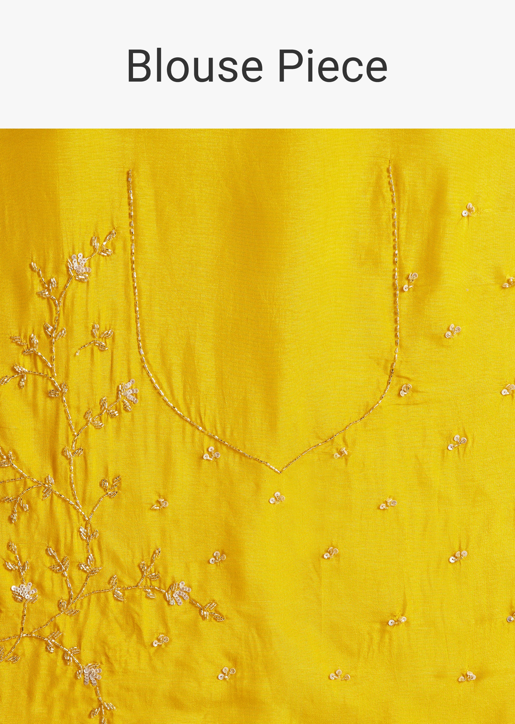 Yellow Crepe Saree With Floral Digital Print And Sequin Embroidery - Image 9