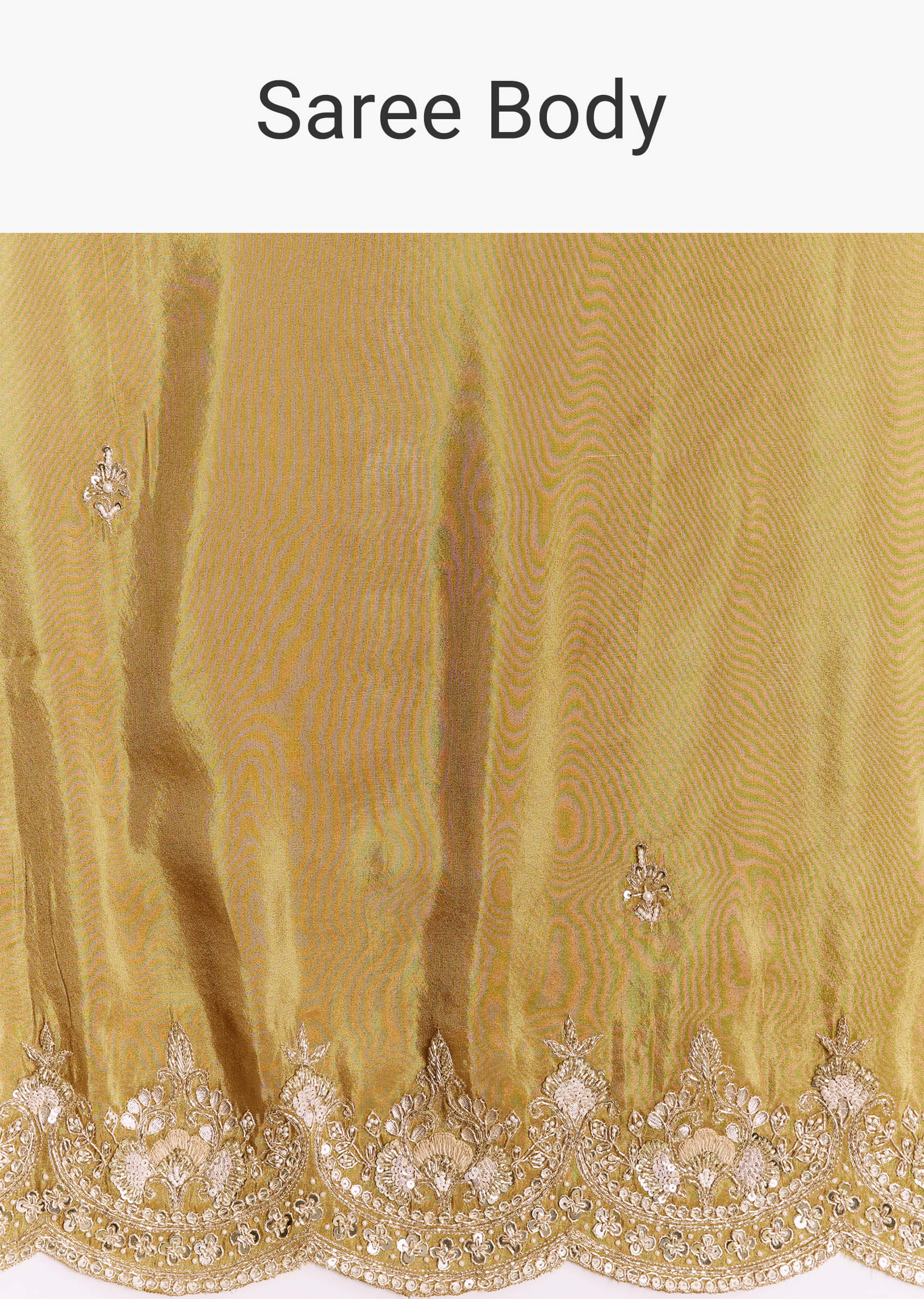 Yellow Crush Tissue Saree With Gota Zari And Beads Embroidery - Image 9