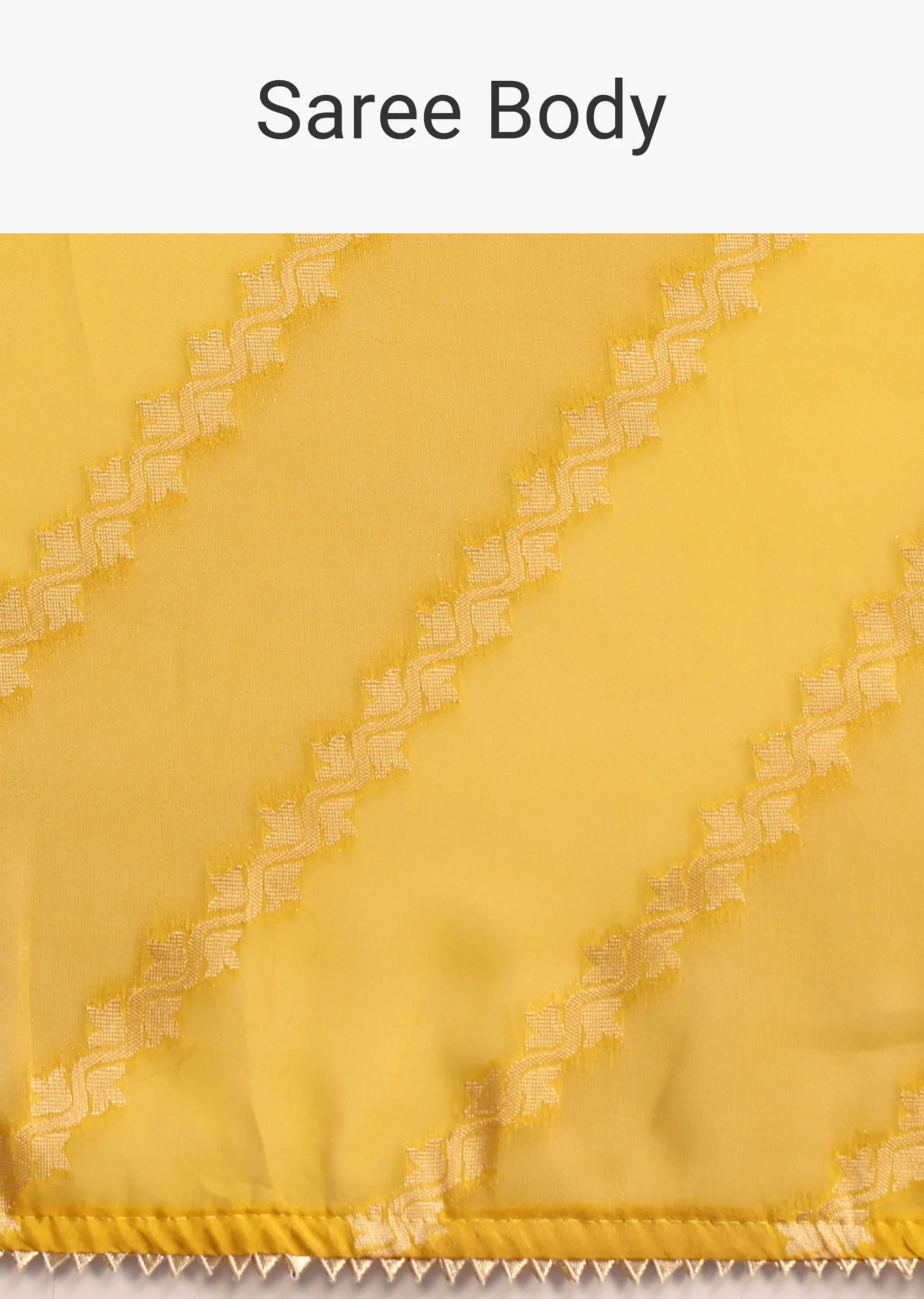 Yellow Dola Silk Leheriya Woven Saree With Gotta Patti Border - Image 10