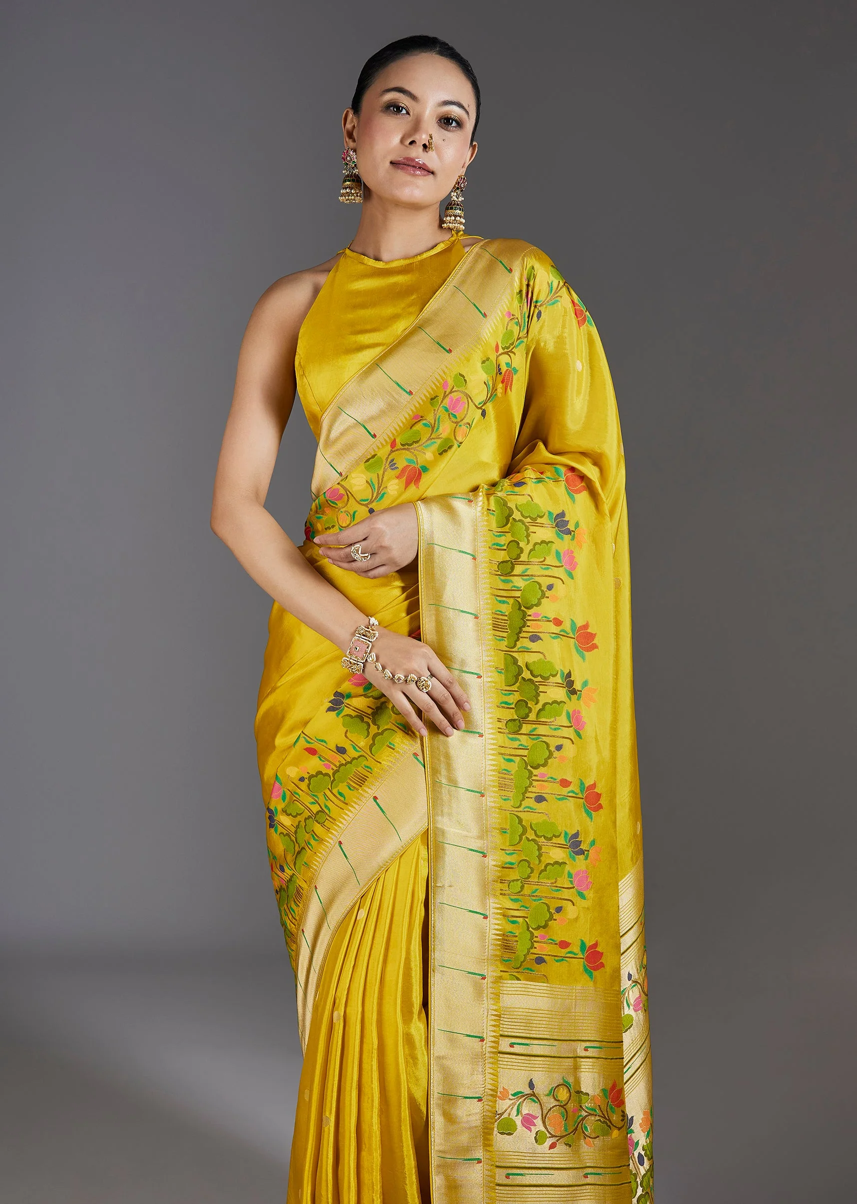 Yellow Dola Silk Saree - Image 5