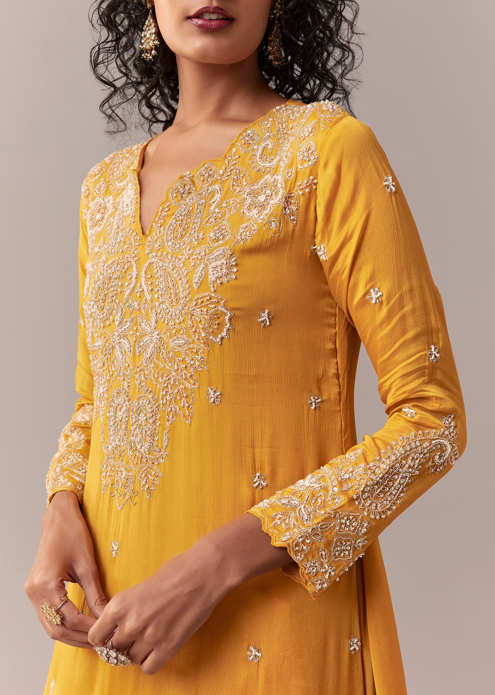 Yellow Embellished Dhoti Suit Set - Image 2