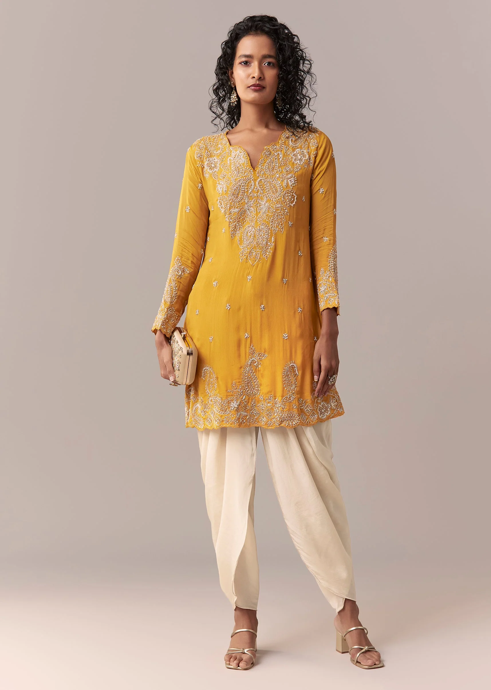 Yellow Embellished Dhoti Suit Set - Image 3
