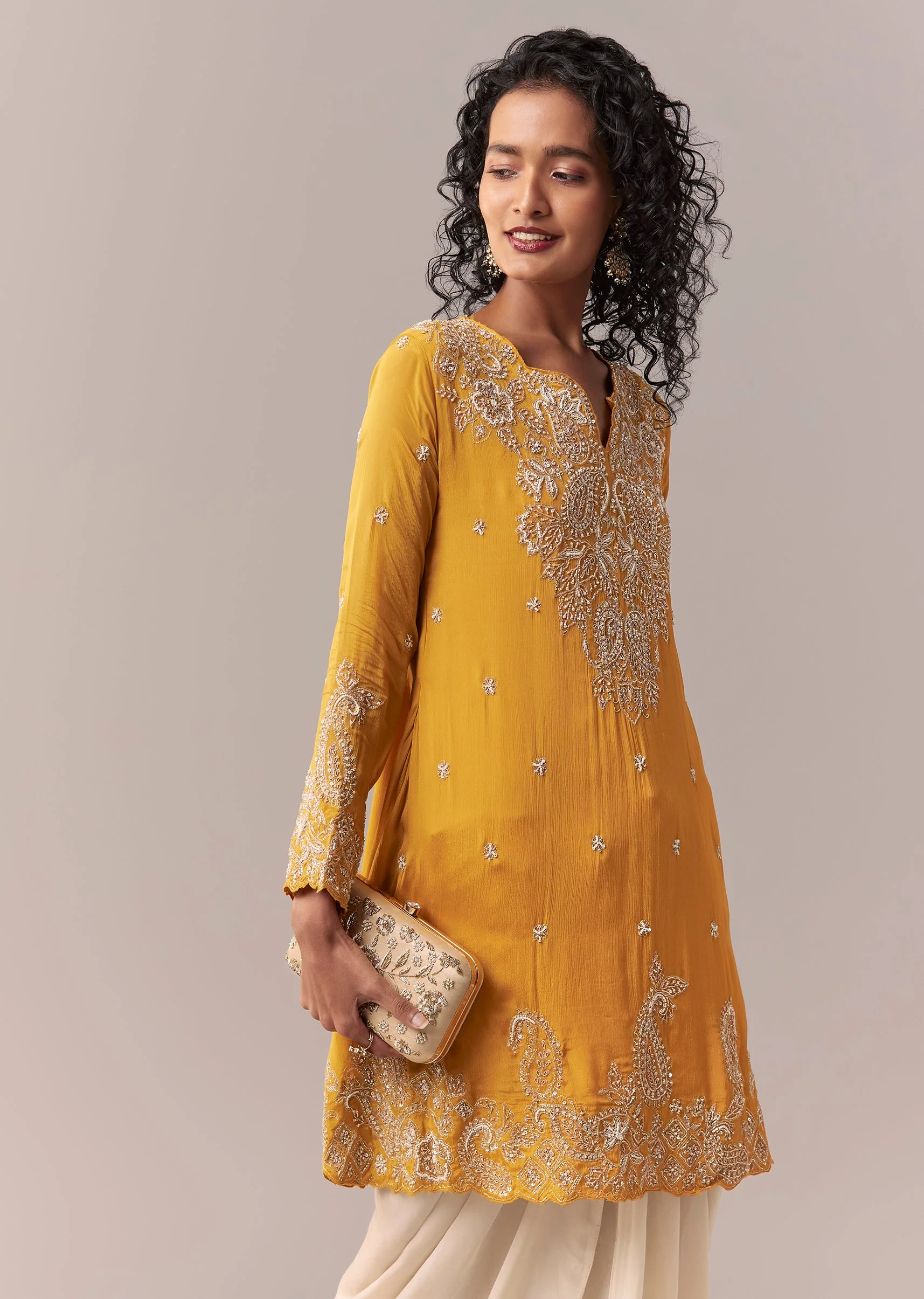 Yellow Embellished Dhoti Suit Set - Image 4