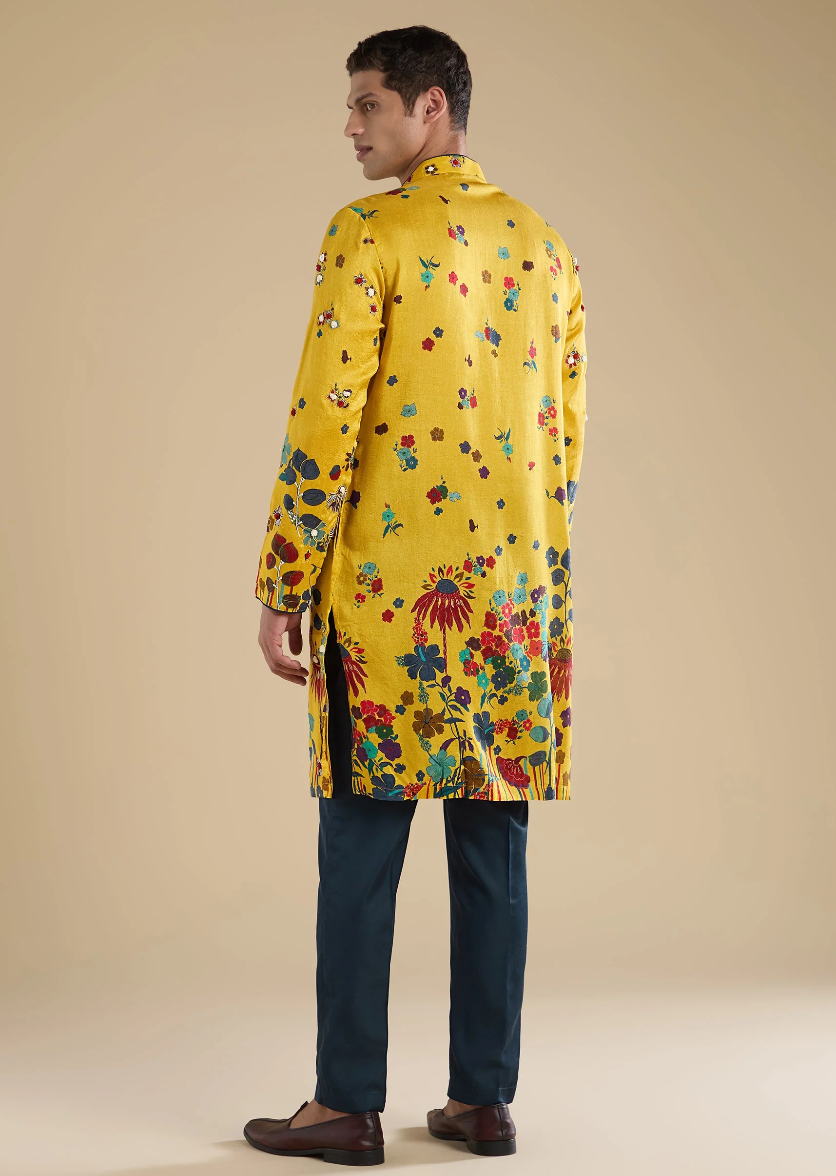 Yellow Embroidered Kurta Set With Pants - Image 5