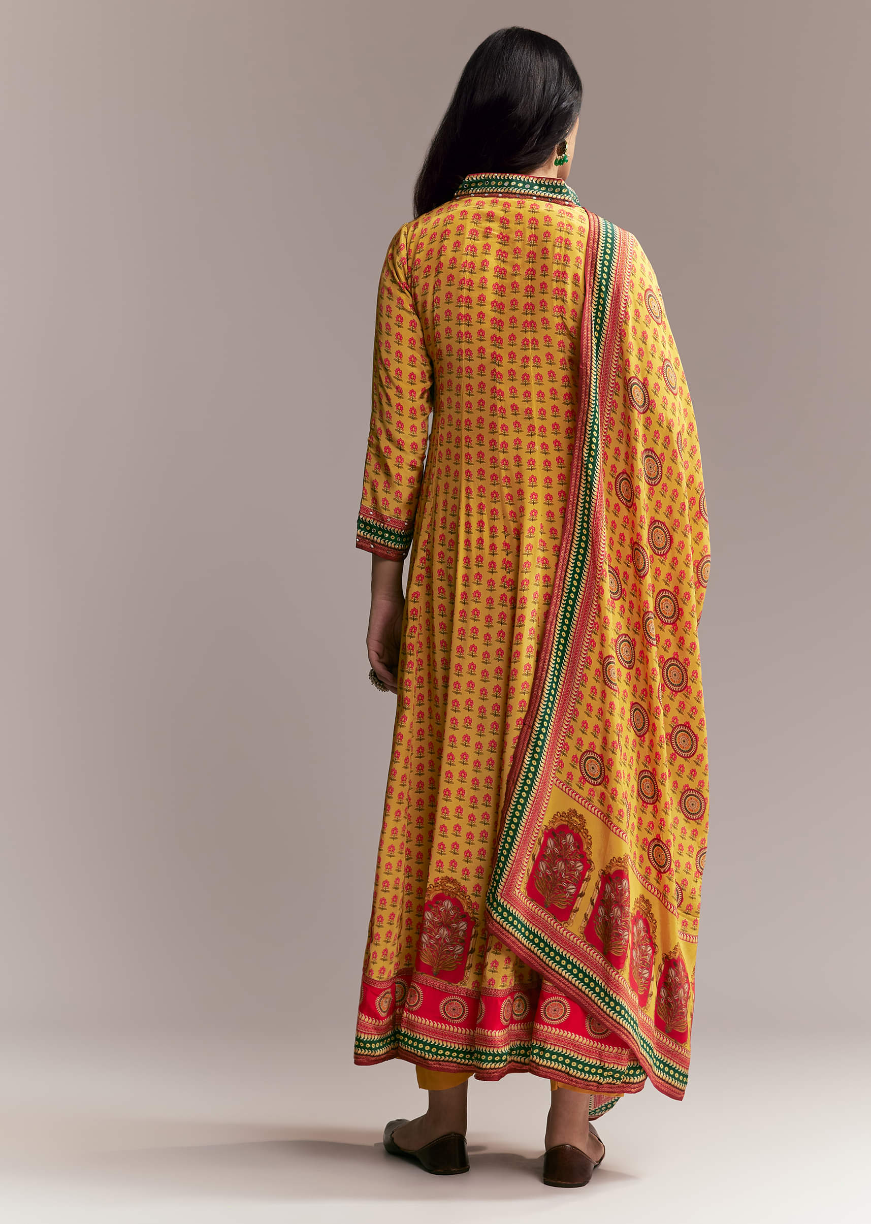 Yellow Floral Anarkali Set - Image 5