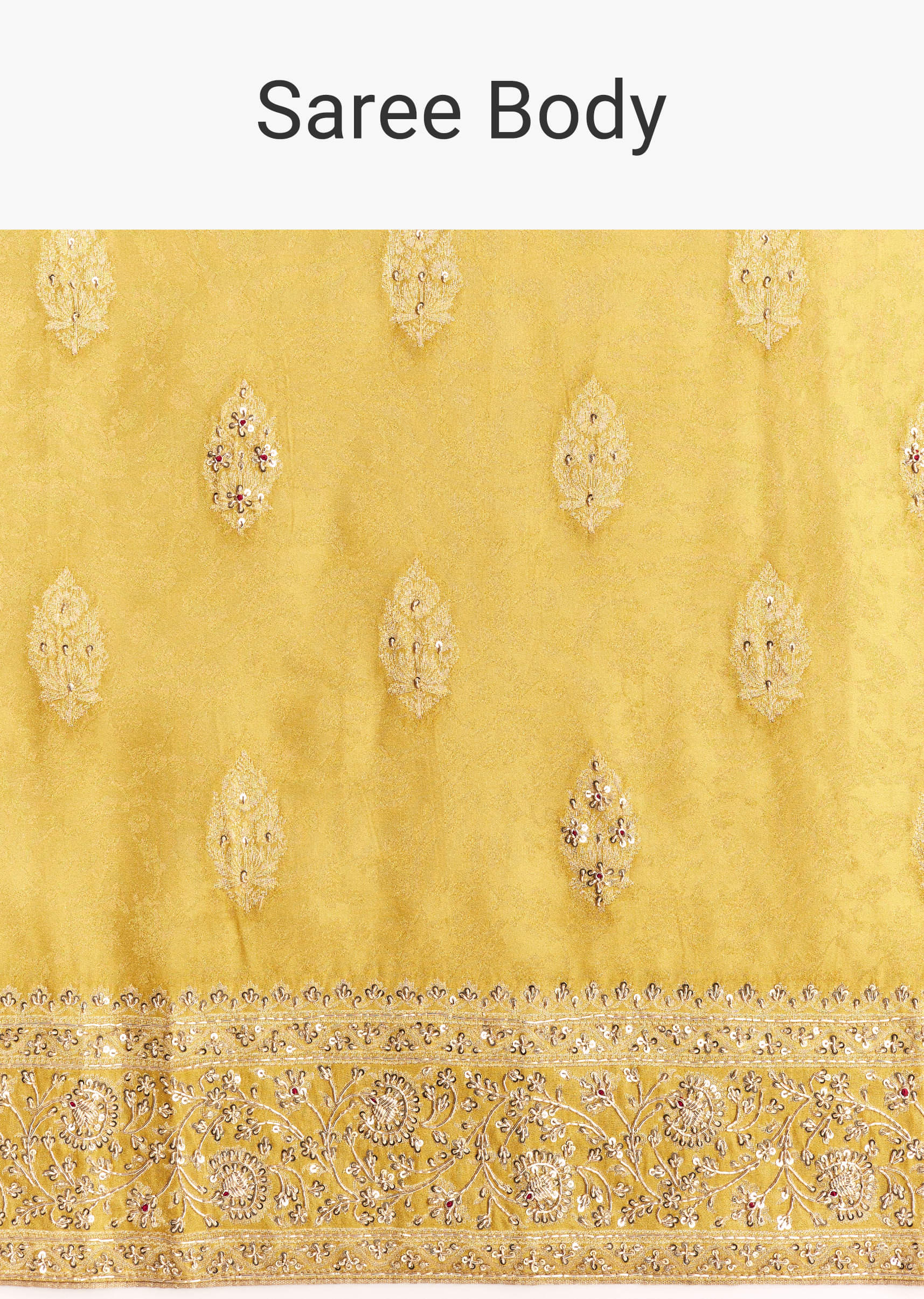 Yellow Jacquard Silk Saree With Woven Brocade Zari Work - Image 9