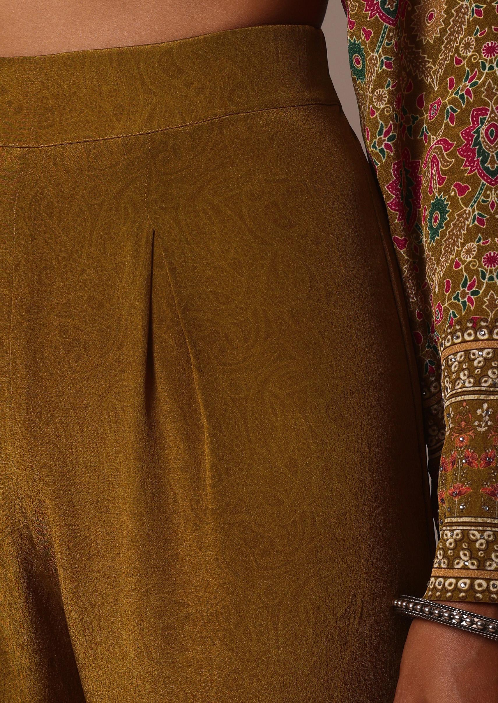 Yellow Printed Chiffon Sharara Set With Stone Work Kurta - Image 6