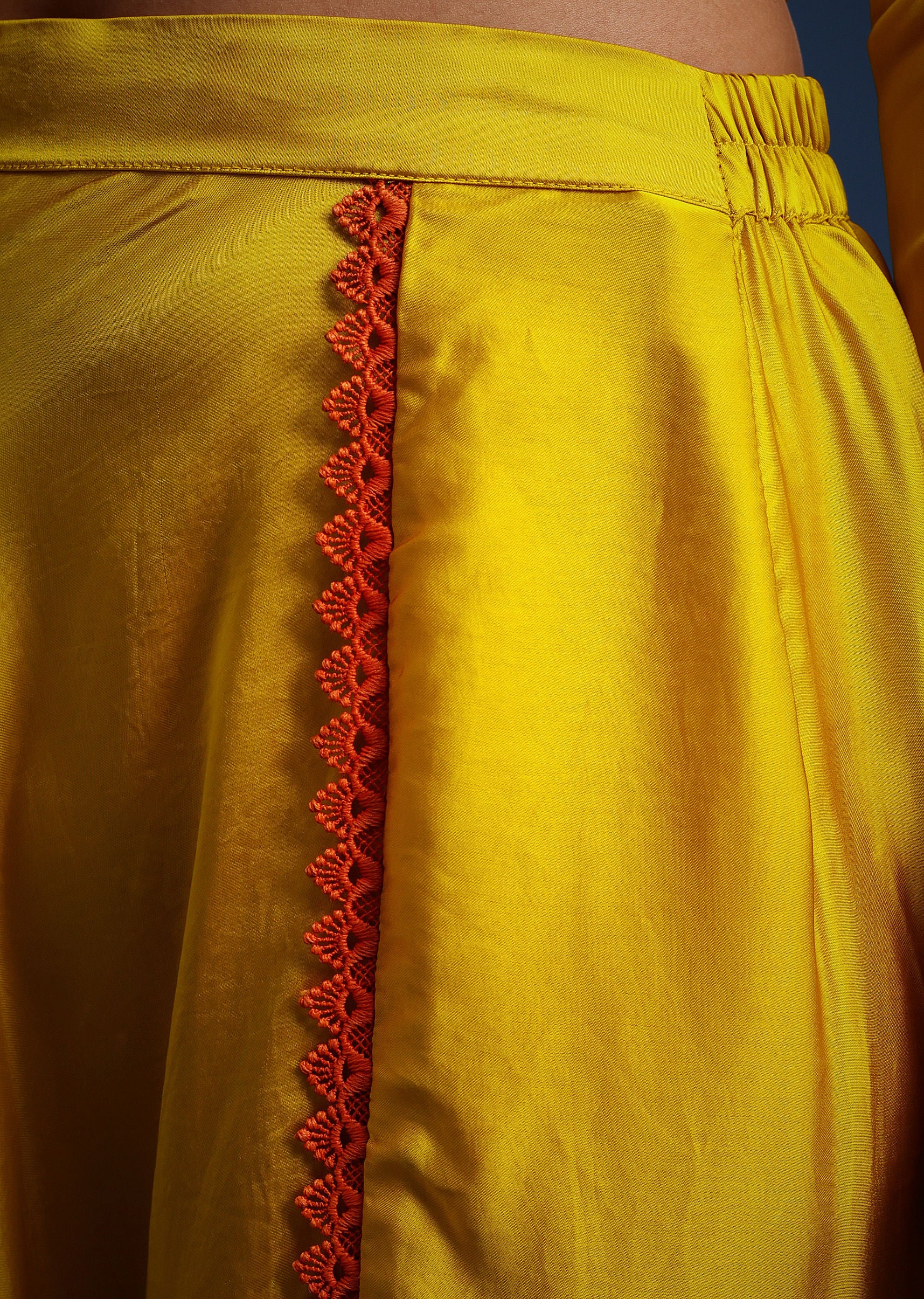 Yellow Satin Kurta And Dhoti Set - Image 4