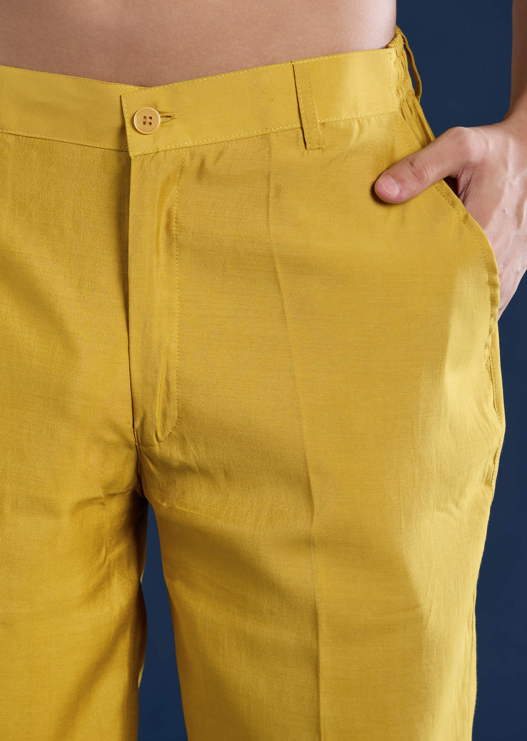 Yellow Silk Jacket Kurta Set with Gota Work - Image 7