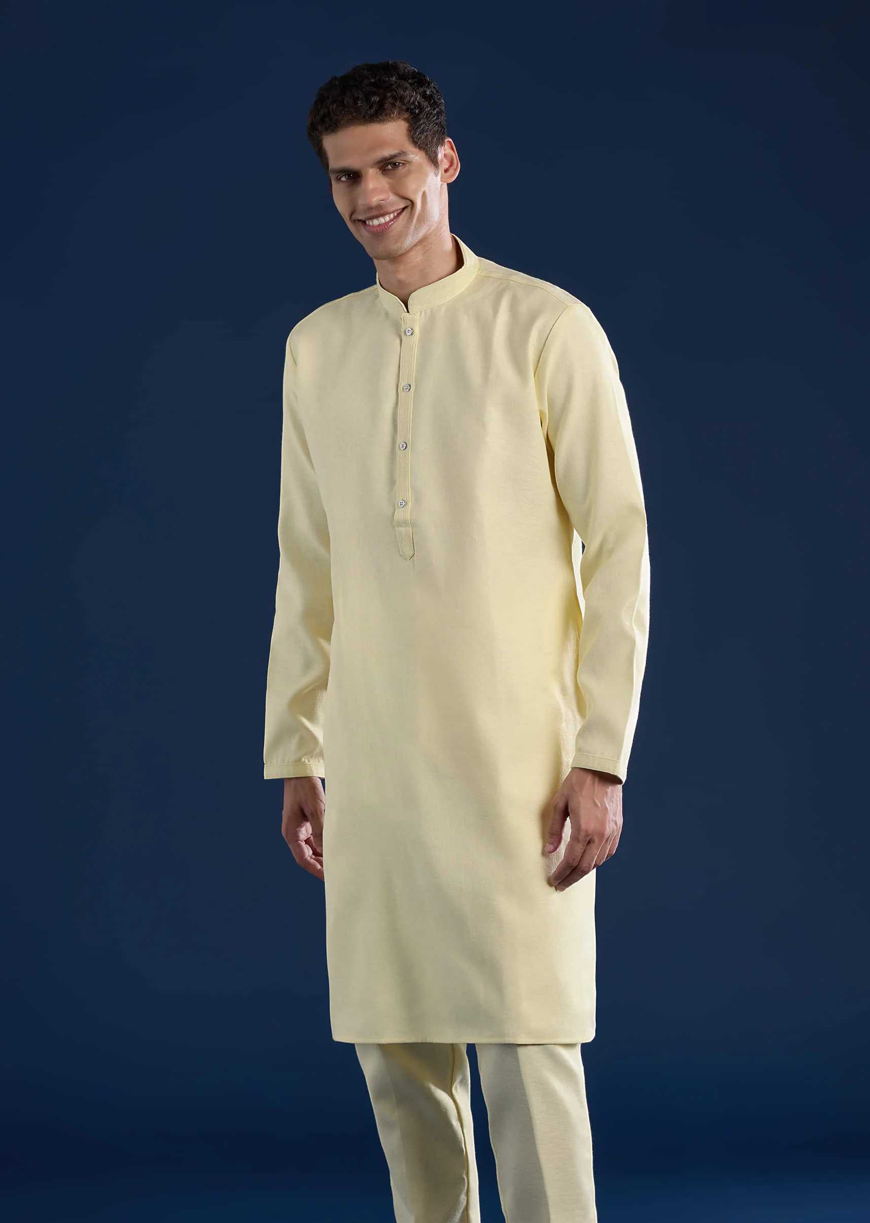 Yellow Silk Jacket Kurta Set with Mirror Embroidery - Image 6
