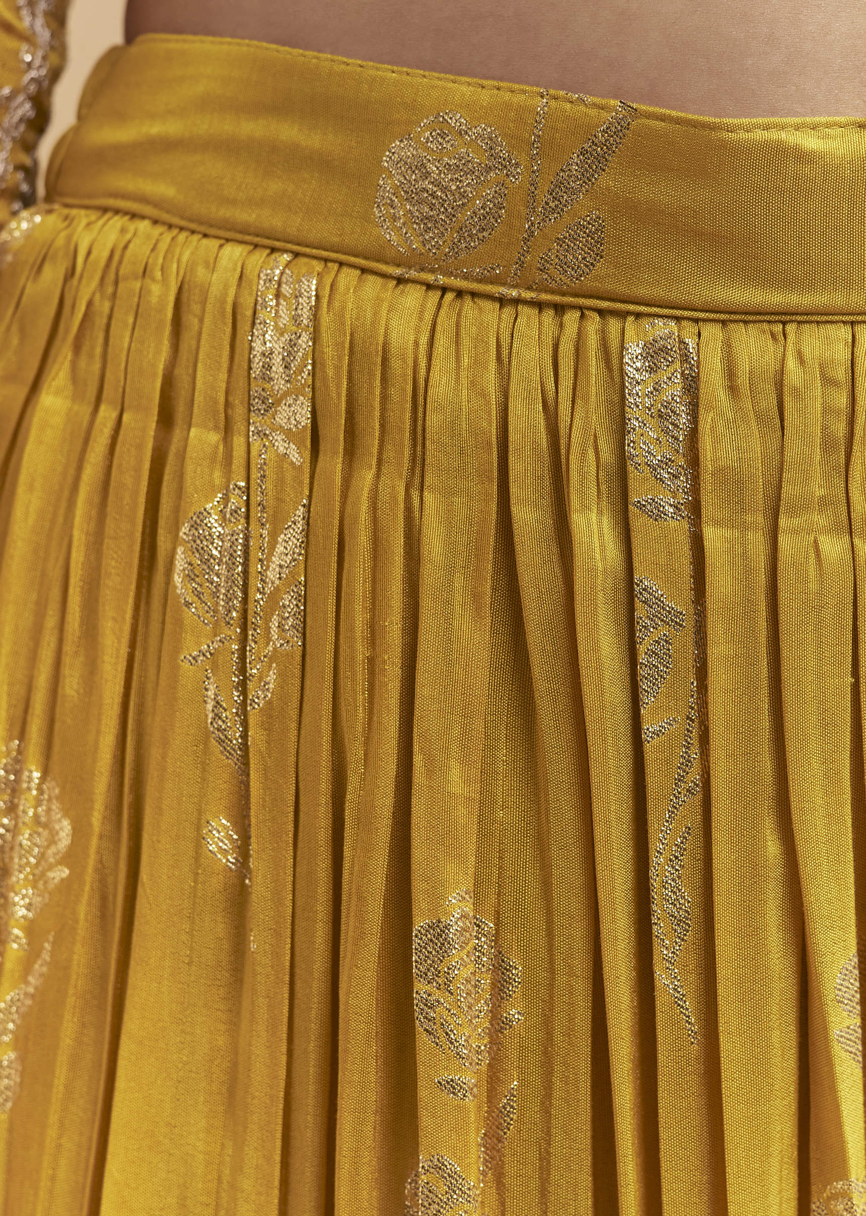 Yellow Silk Palazzo Suit With Hand Embroidery - Image 6