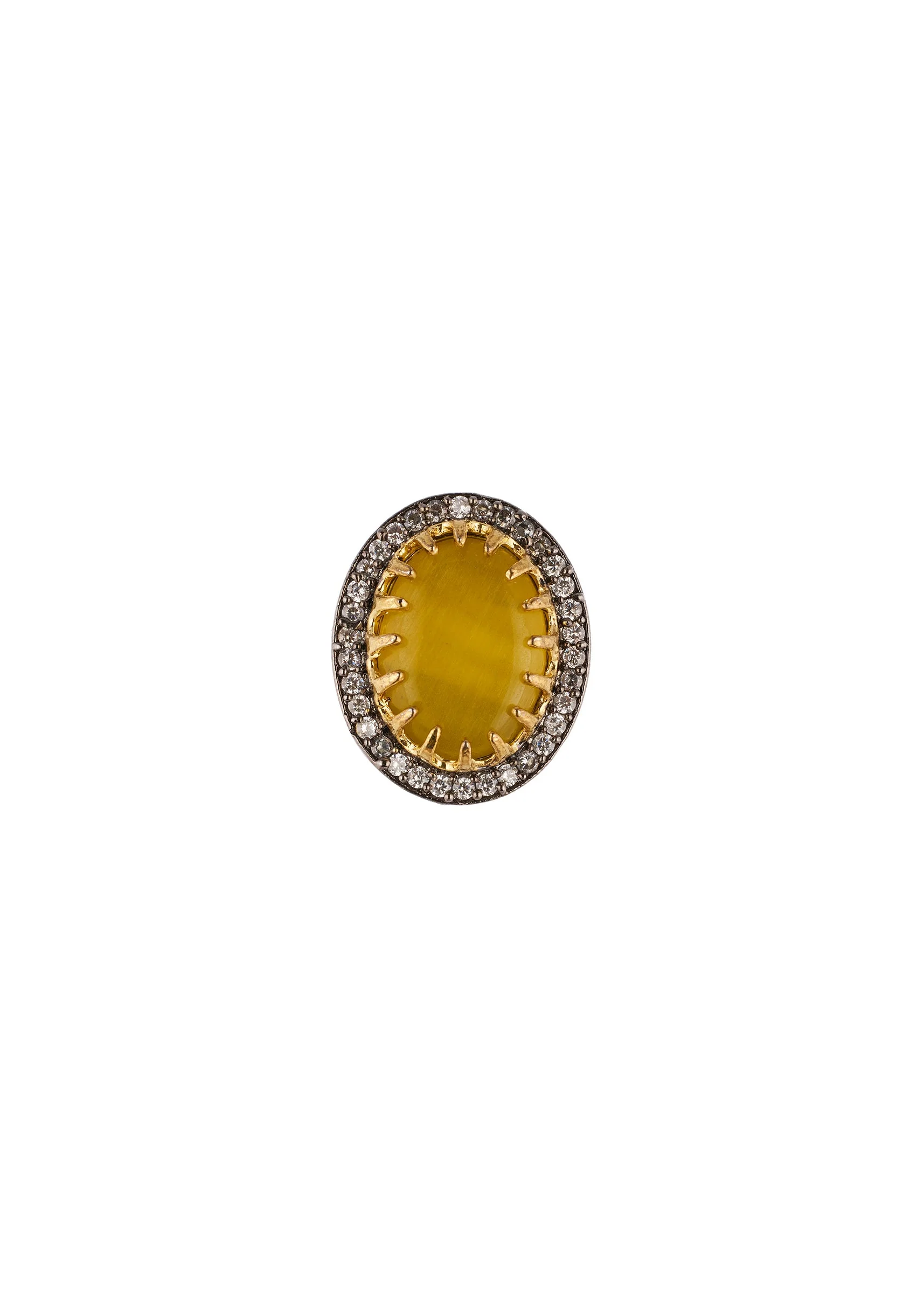 Yellow Studded Earrings With Kundan And Stone Detailing - Image 3
