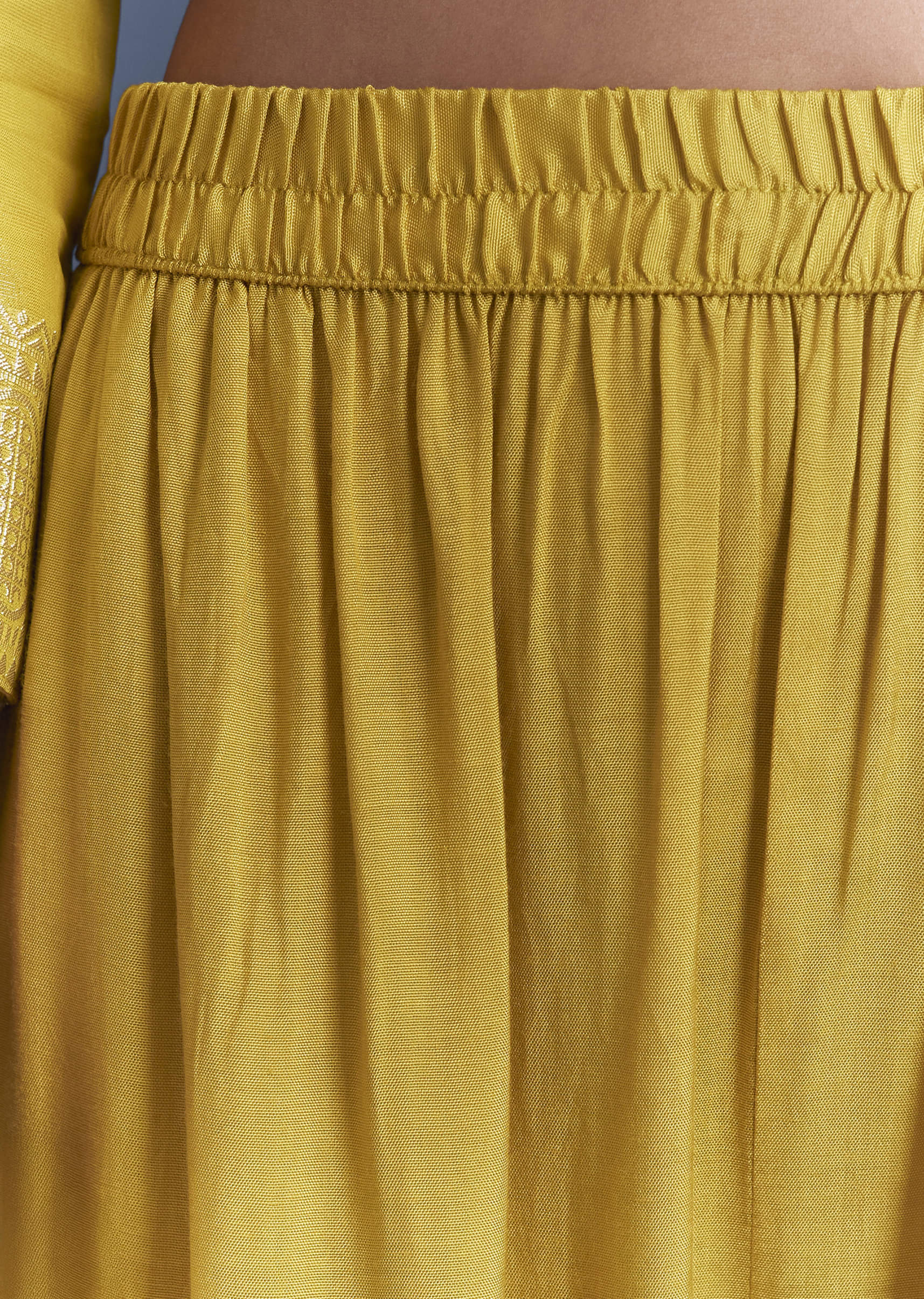 Yellow Tissue Palazzo Suit With Zardosi Embroidery - Image 6